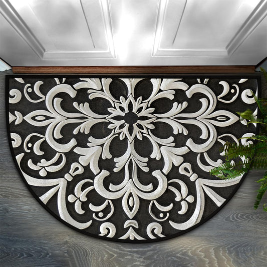 XZXFSYJH Mandala Half Round Door Mat Non Slip Half Circle Rugs