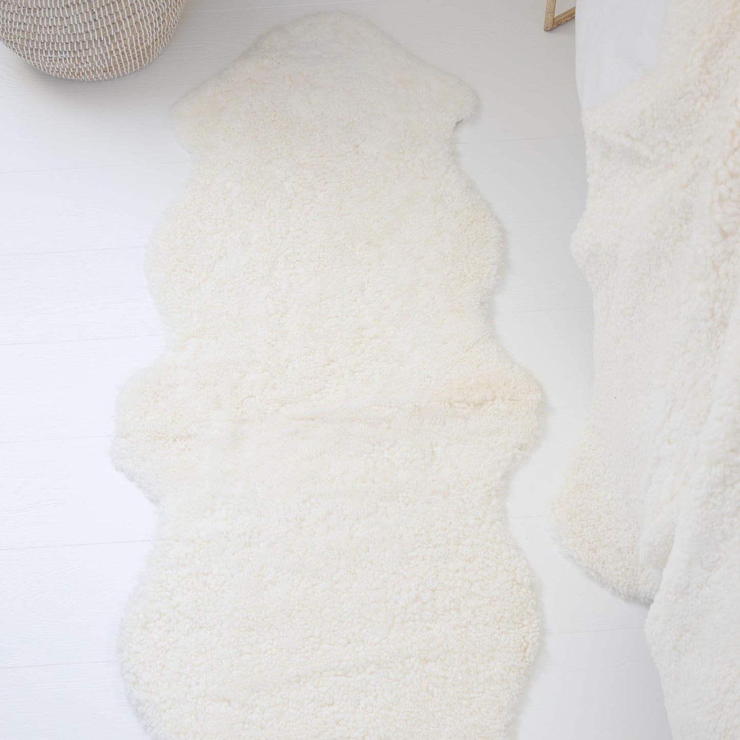 Nordic Sheep Real Sheepskin Rug 2x6 ft | Sheepskin Rugs for Living Room and Sofa | Large Bedside Rugs for Bedrooms is Breathable & Heat-regulating | Fluffy Rug in Color White