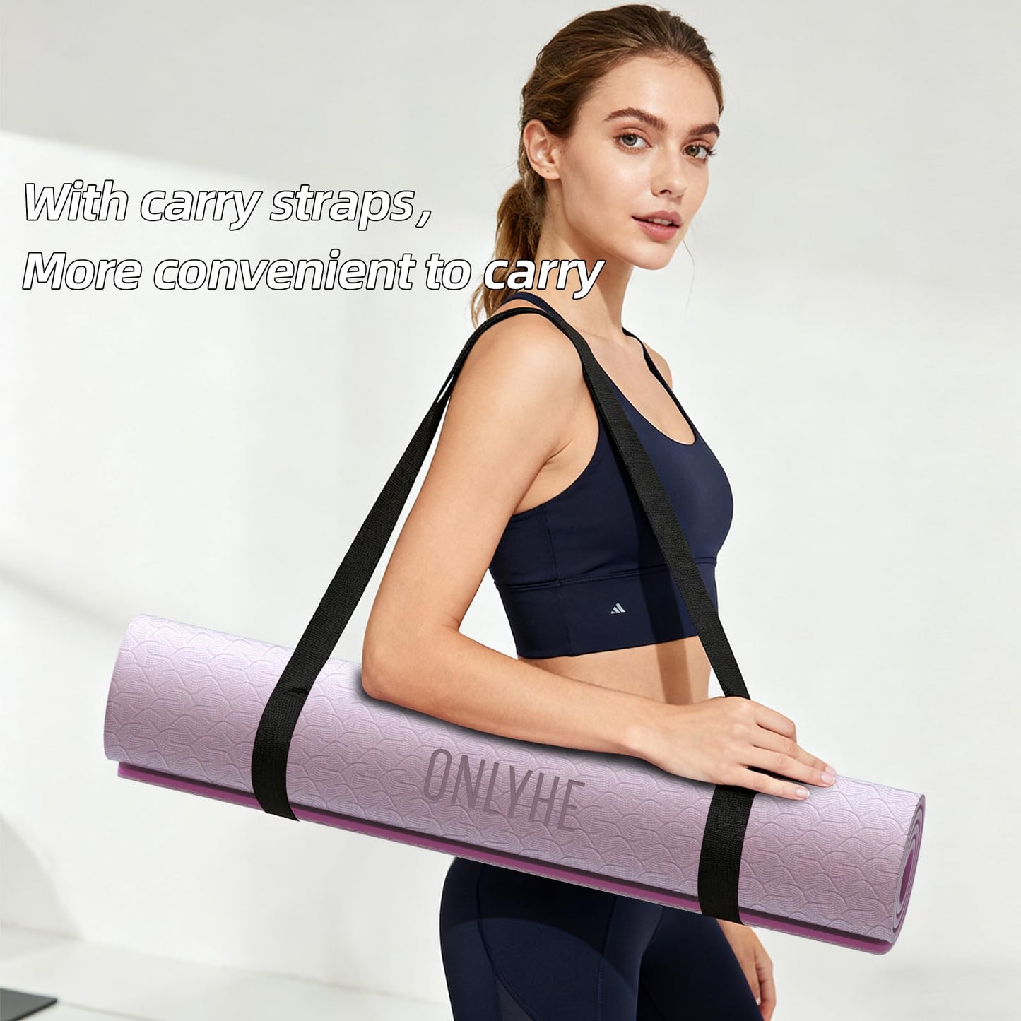 Wide Yoga Mat Thick(10mm) Exercise Mat Non Slip Anti-tear,72"x35" Extra Large Pilates Mats for Home Workouts, Gym & Floor Stretching with Carrier Strap (Deep pink + Light pink)