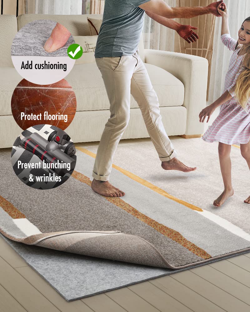 Resare Non Slip Rug Pad Gripper - 7x10 Feet 1/4" Extra Thick Felt Under Rug for Area Rugs and Hardwood Floors,Super Cushioned Non Skid Carpet Padding