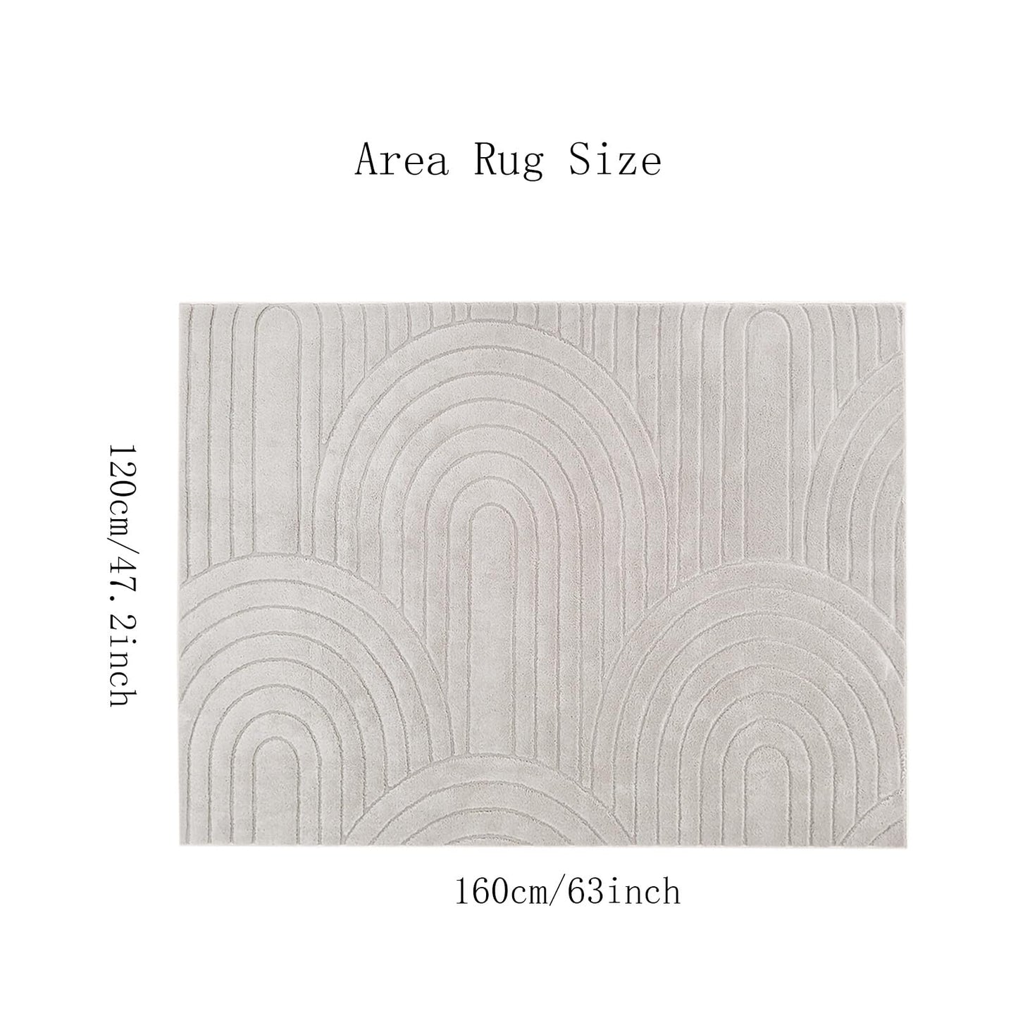 Lacomfy Soft Cozy Fluffy Arch Pattern Area Rug High-Low Pile Living Room Rug Modern Minimalist Throw Carpet - Nonslip, Washable, Soft Bedroom Rug (Stripe,Cream,4x5.3)