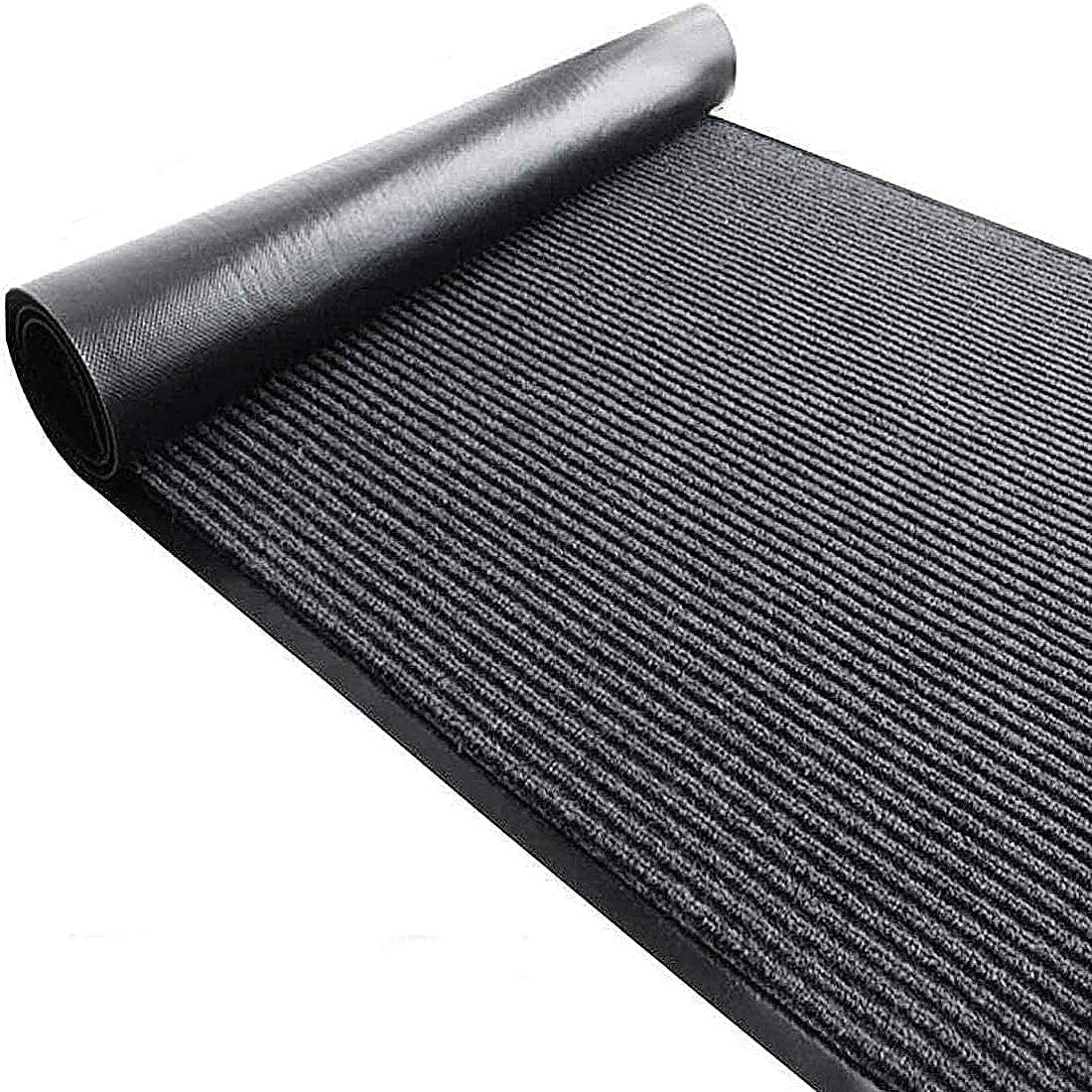 TANYOYO 3' X 10'Ft(40×118inches) Commercial Grade Door Floor Mat Brush Step Entrance Mat Vinyl Backed Utility Doormat Heavy Duty Floor Rugs Commercial Outdoor Carpet Indoor Entrance Mat，Grey