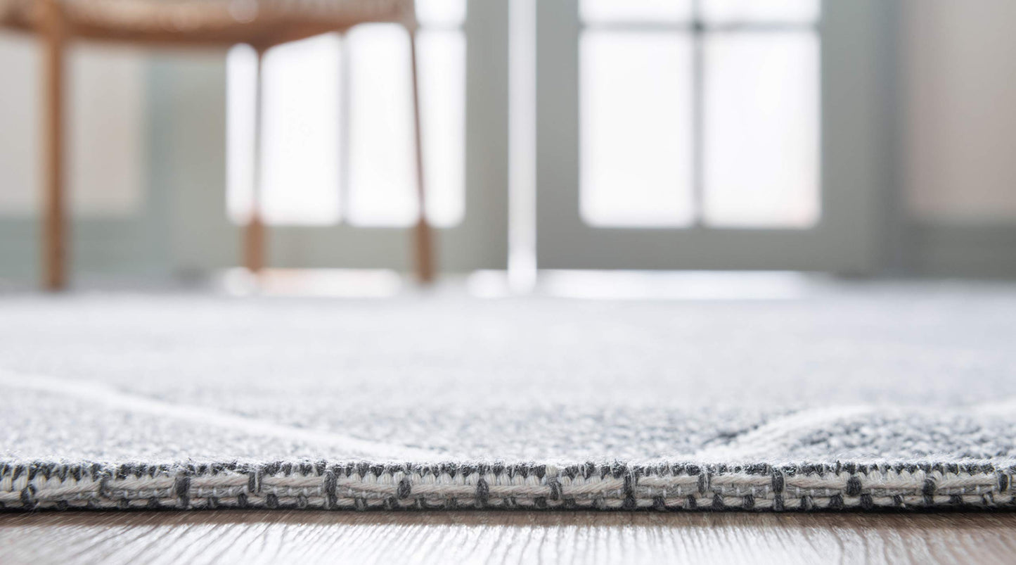 Unique Loom Decatur Collection Contemporary, Geometric, Trellis Area Rug (6' 4 x 9' 0 Rectangular, Dark Gray/ Ivory)