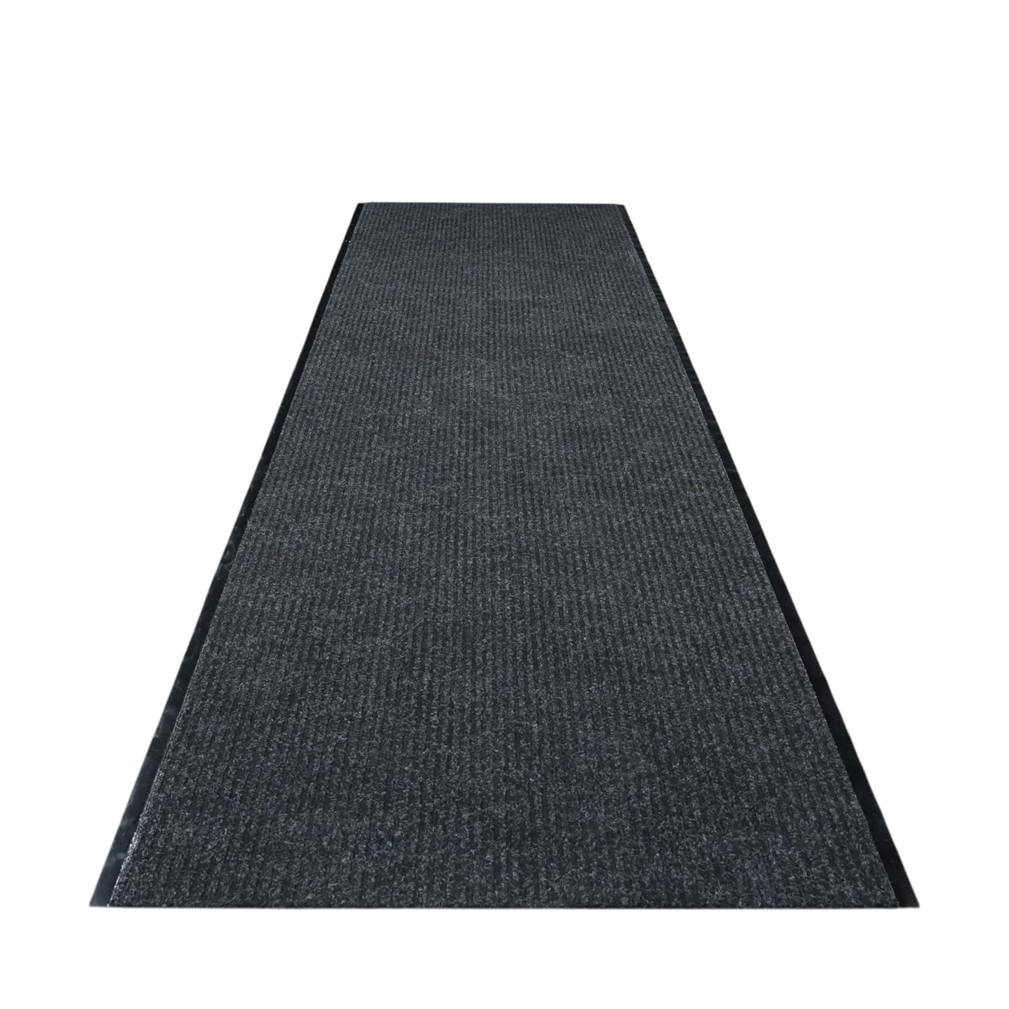 iCustomRug Heavy Duty Interior/Exterior Water Proof Utility Ribbed Vinyl Back Runner, Mats,Area Rug, Non-Slip, 70 Custom Sizes for Doorway, Balcony, Hallway, Commercial Space 4' X 6' in Black