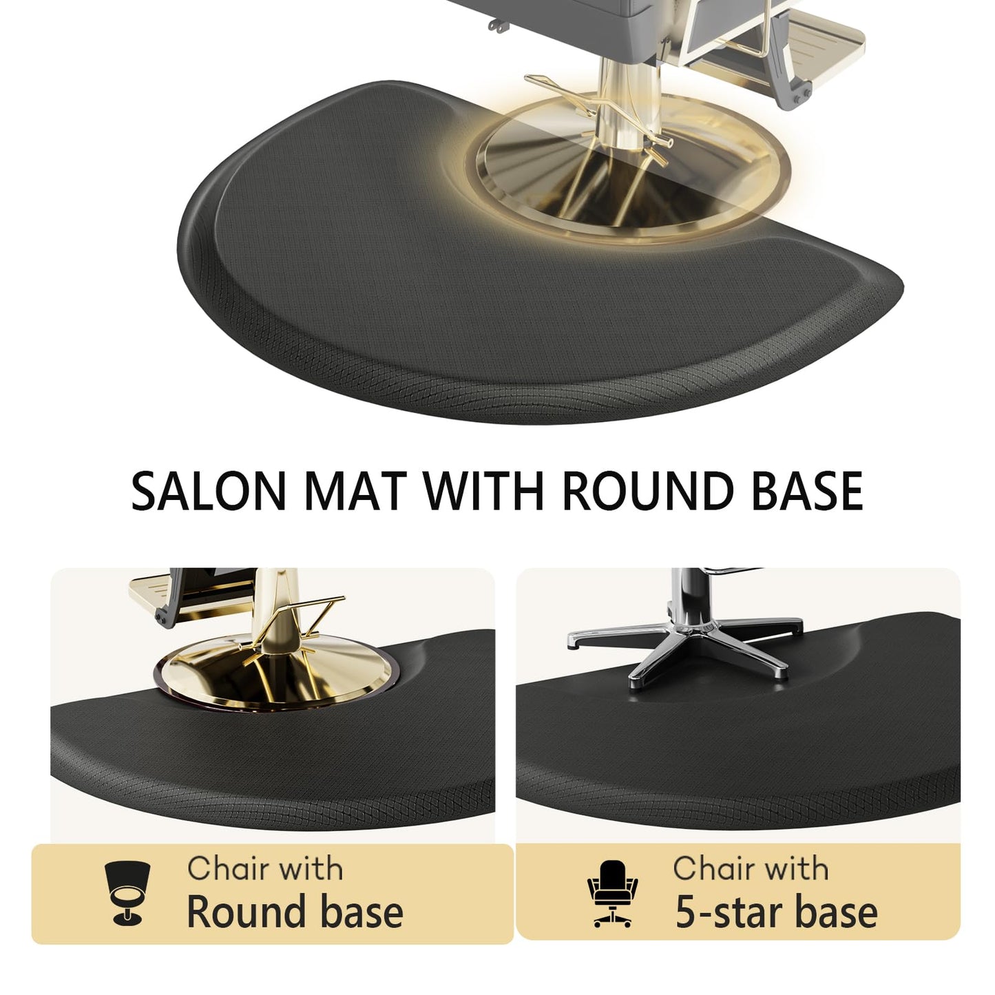 OmySalon 3ft x 4ft x 1/2inch Thick Salon Mat for Hair Stylist Anti Fatigue, Barber Floor Mat with Round Base, Hairdress Standing Matt Beauty Spa Barbershop Hairdressing Equipment