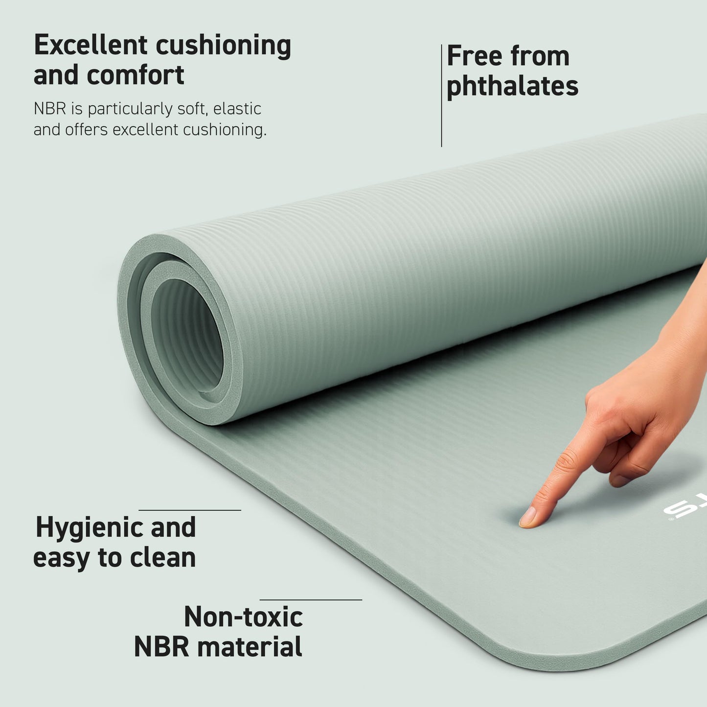 MSPORTS Thick Yoga Mat Premium Non Slip – Extra Comfortable Exercise Mat for Home Workouts, Pilates, Stretching & Gym – Cushioned NBR Foam, Yoga Mat with Strap, for Women & Men (Mint, 74.5 x 40 x 0.6 in)