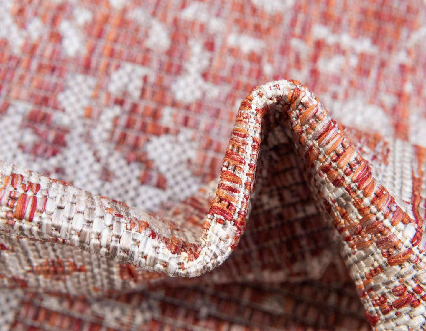 Unique Loom Outdoor Traditional Collection Area Rug - Timeworn (5' 3" x 8' Rectangle, Rust Red/ Gray)