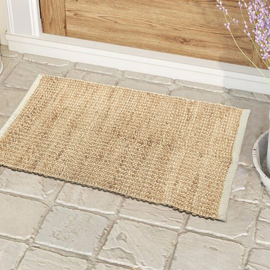 Chardin home 2x3 Jute Cotton Hand Woven Rug | Braided Doormat, Boho, Rustic, Natural Jute/Ivory | Farmhouse Vintage Area Rugs for Bedroom, Living Room, Kitchen, and entryways