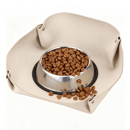 Waterproof Pet Feeding Mat with High Raised Edges to Prevent Spills, Protective Placemat for Dog Cat Food & Water Bowls - Effective Working Size: 9"x9"