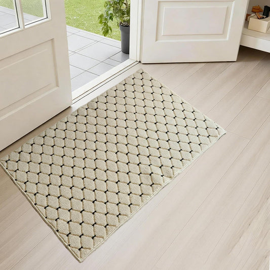 zhiyu Door Mat Outside Entrance 32“x48” WelcomeEntryway Doormat Dirt Trapper,Non Slip EntryMats for Patio Garage Porch HomeDecorative, Grid Indoor and Outdoor Door mat for External Entrance