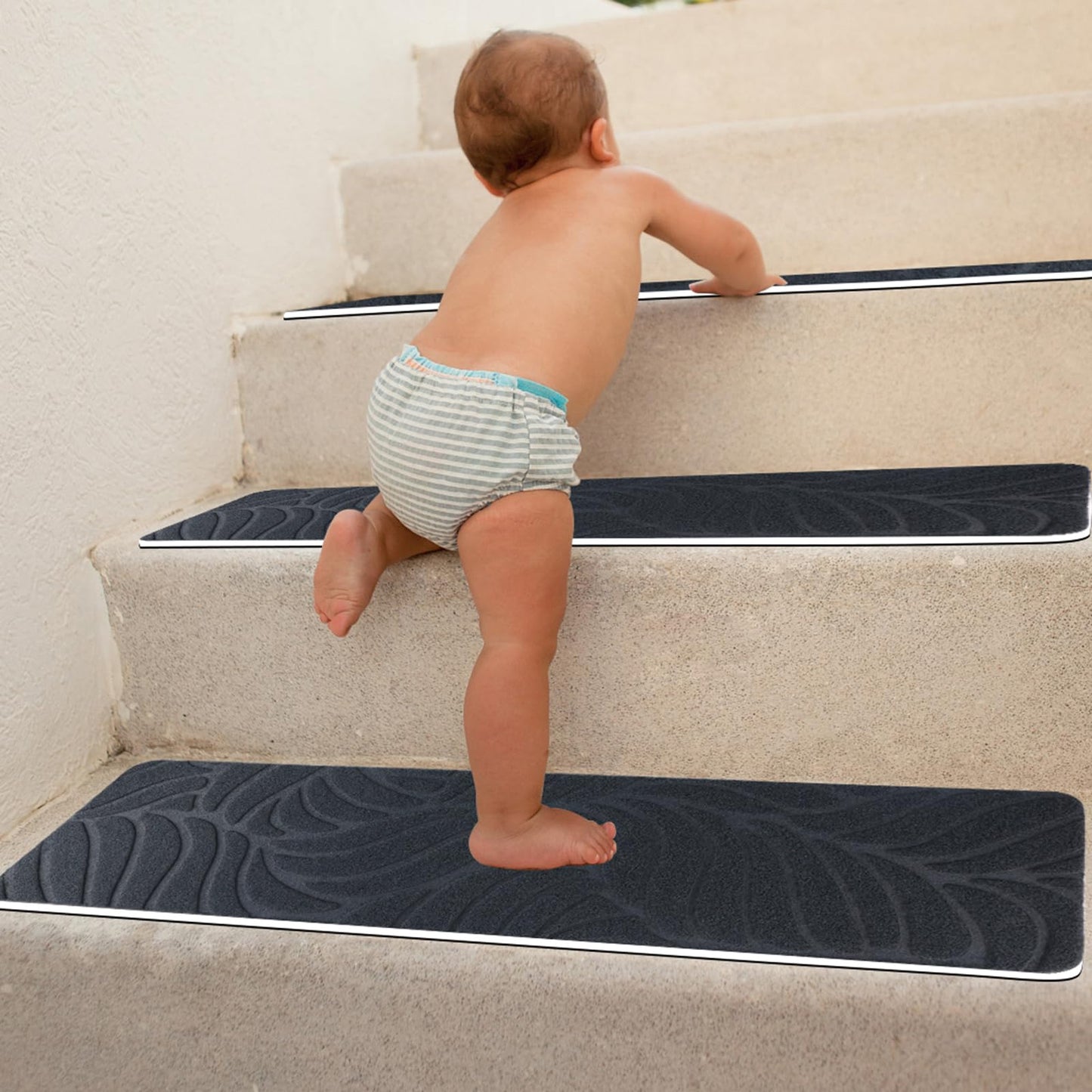 Demiwise 15 Pack Non Slip Stair Treads,8" X 30" Non Slip Carpet Stair Treads with Reusable Adhesive Rubber Backing,Staircase Step Treads Carpet Treads for Wooden Steps Indoor (Dark Gray)