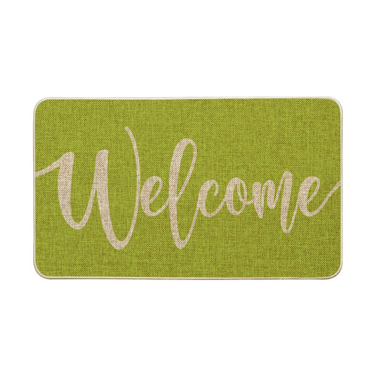 Artoid Mode Green Welcome Spring Doormat, Home Summer Decor Switch Rug Door Mat Floor Mat 17x29 Inch