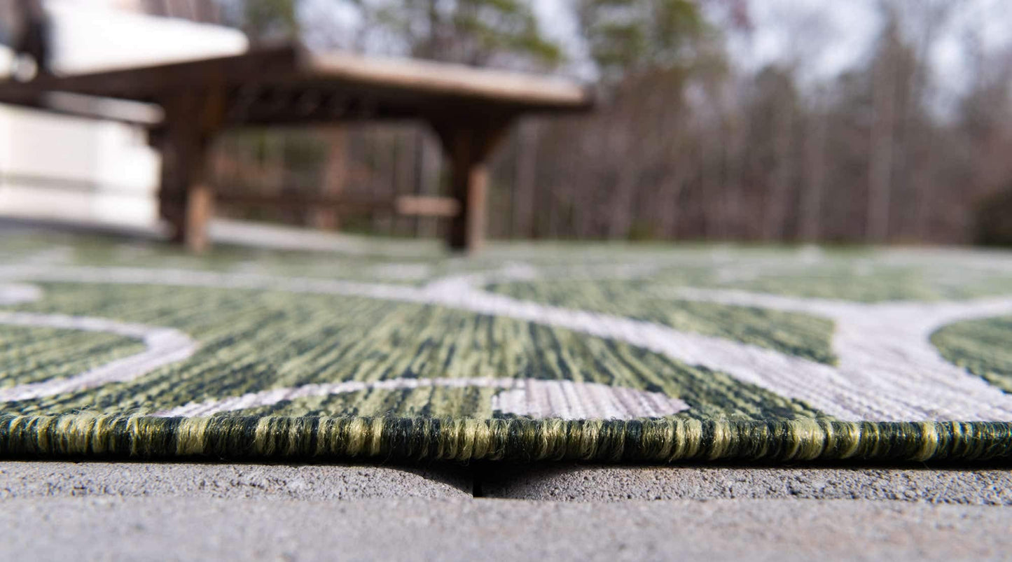 Unique Loom Outdoor Botanical Collection Area Rug - Curl (4' x 6' Rectangle Green/Ivory)