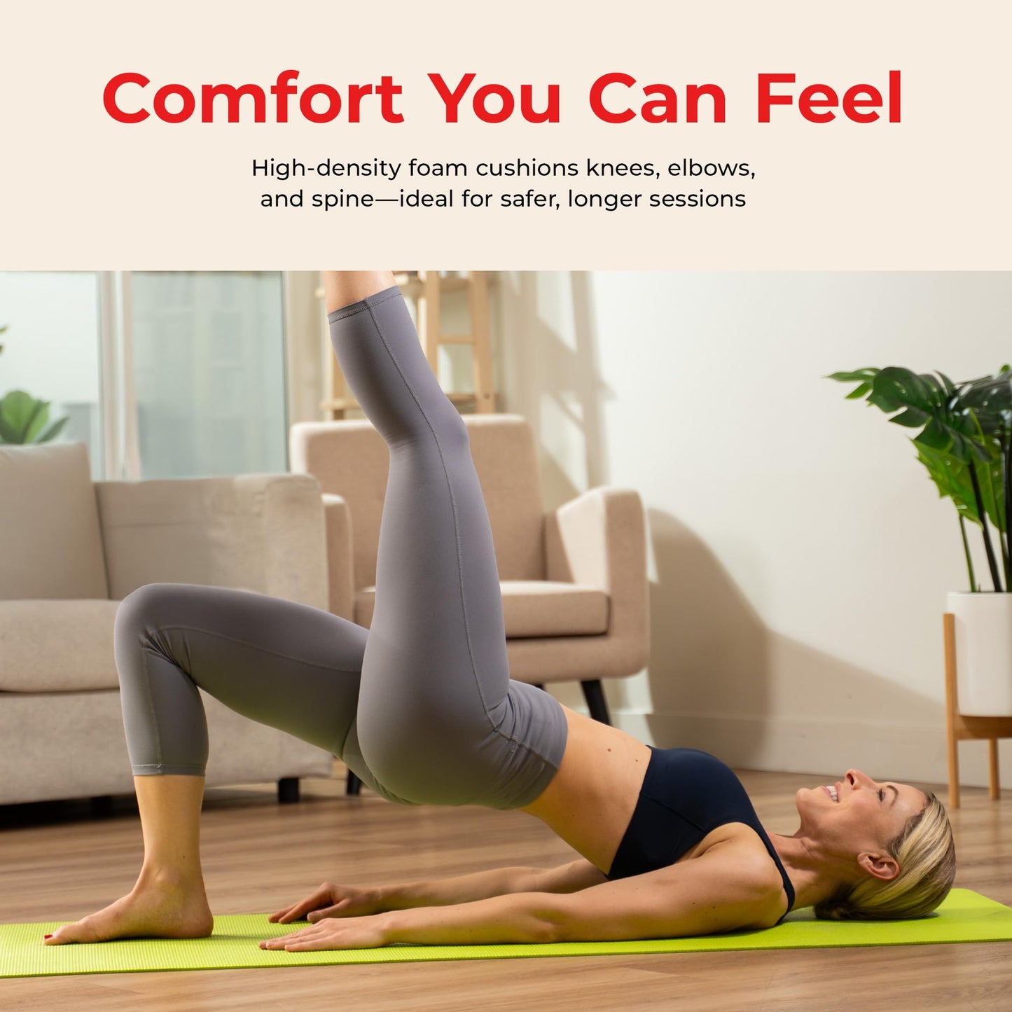 Sunny Health & Fitness Exercise Yoga Mat – Firm Studio Support for Stability & Grounded Balance – Durable, Tear-Resistant & Portable for Yoga, Pilates & Floor Workouts- Pink– NO. 031-PK