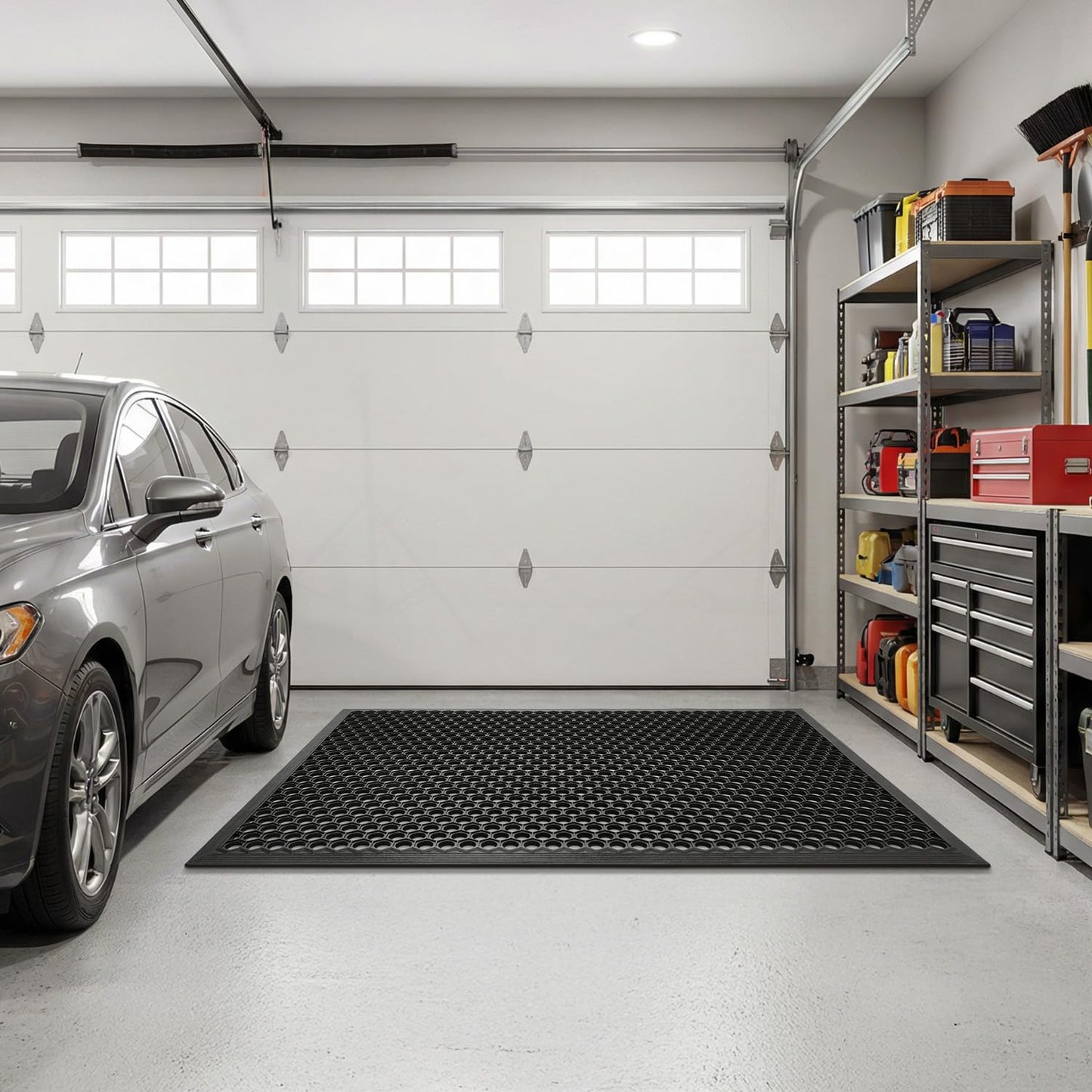 RESARE Large Door-Mat Outside Entrance 47"x32", Commercial Outdoor Rubber Mat Non-Slip Waterproof, Heavy Duty Drainage Doormat Stain Resist Welcome-Mat for Front Door Garage Kitchen Floor