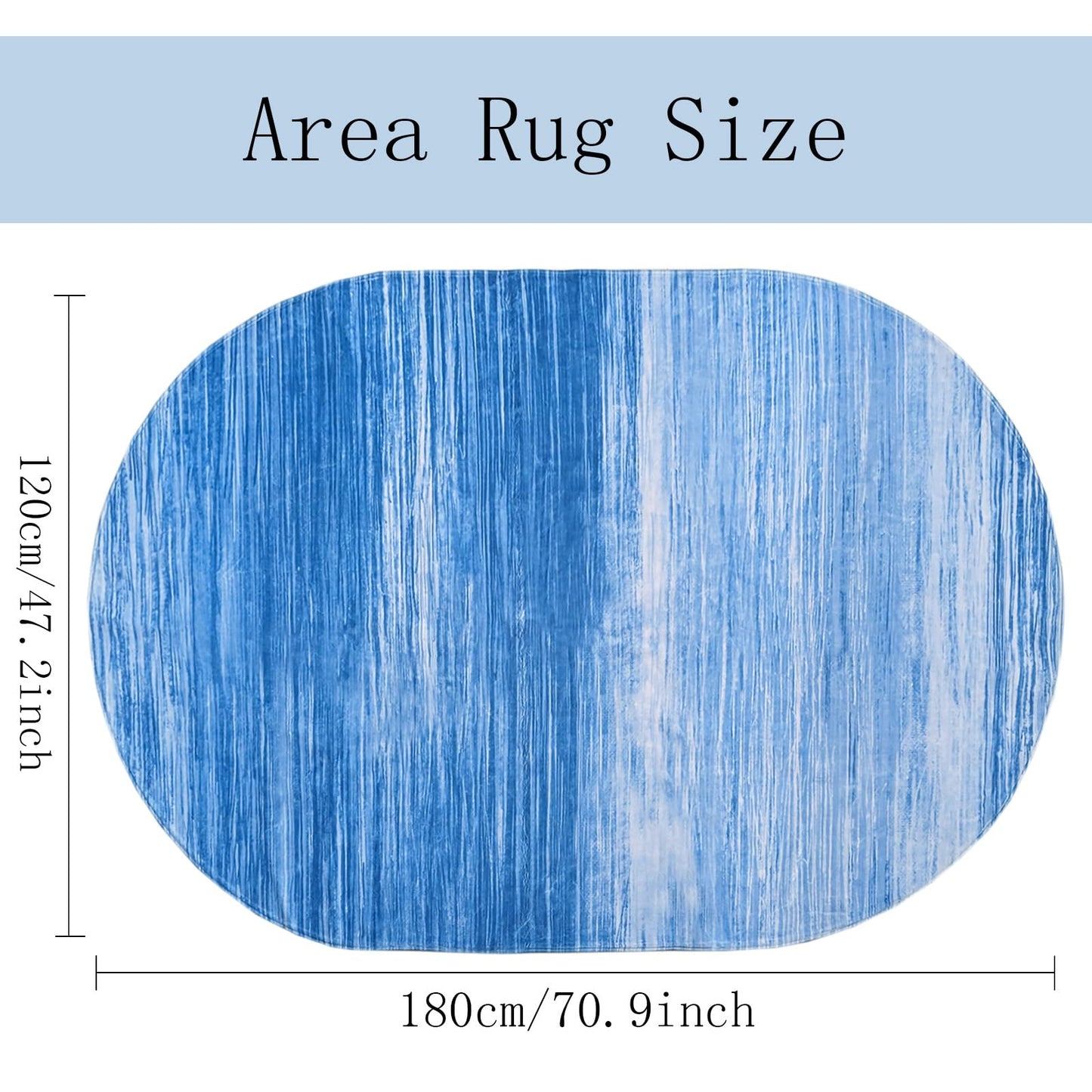 USTIDE Modern Blue Area Rug Oval 4'x6' Washable Ombre Oval Rugs for Bedroom Non-Slip Living Room Throw Carpet Comfy Indoor Floor Mat for Kids Room Children Playroom