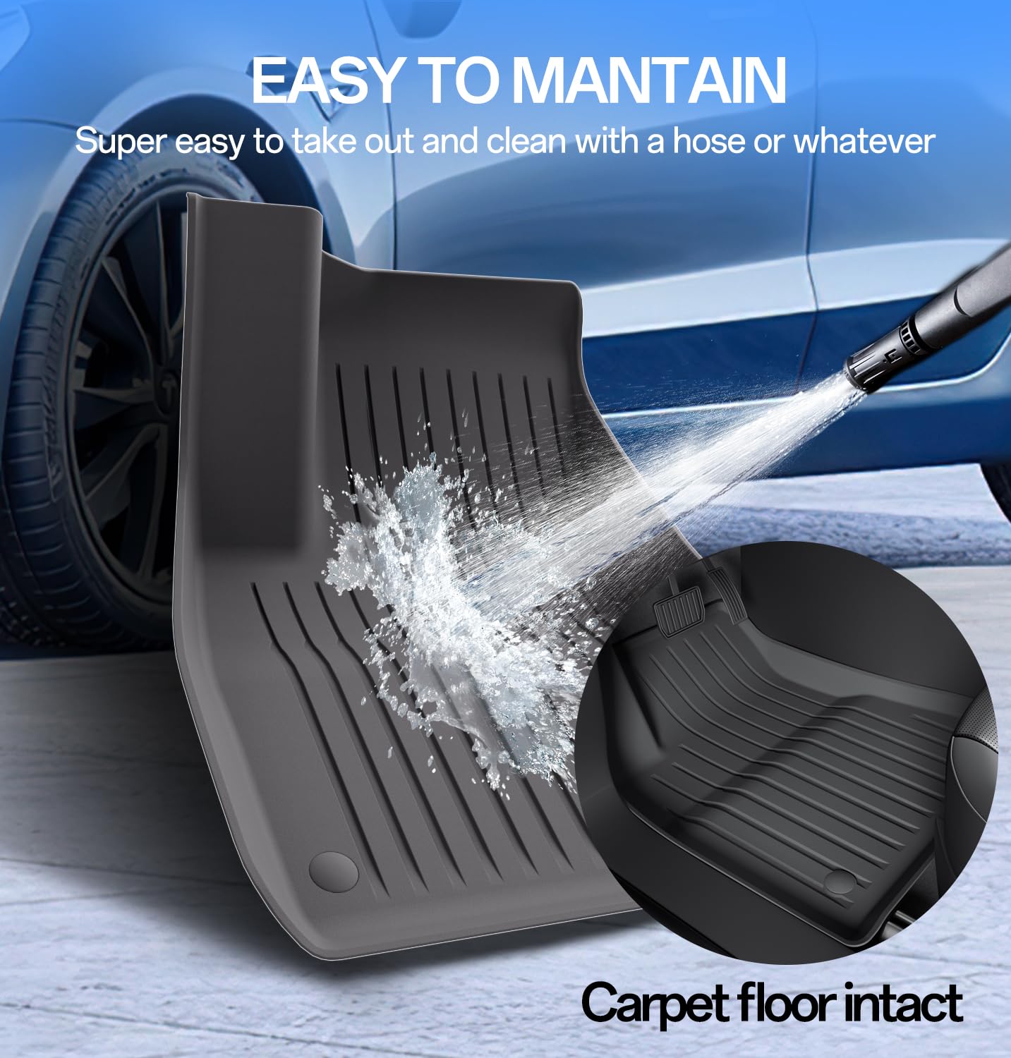 Wekar Floor Mats Fits for Tesla Model 3 2023-2018 - All Weather TPE Custom Fit Car Mats Floor Liners, Custom Fit, 3-Piece