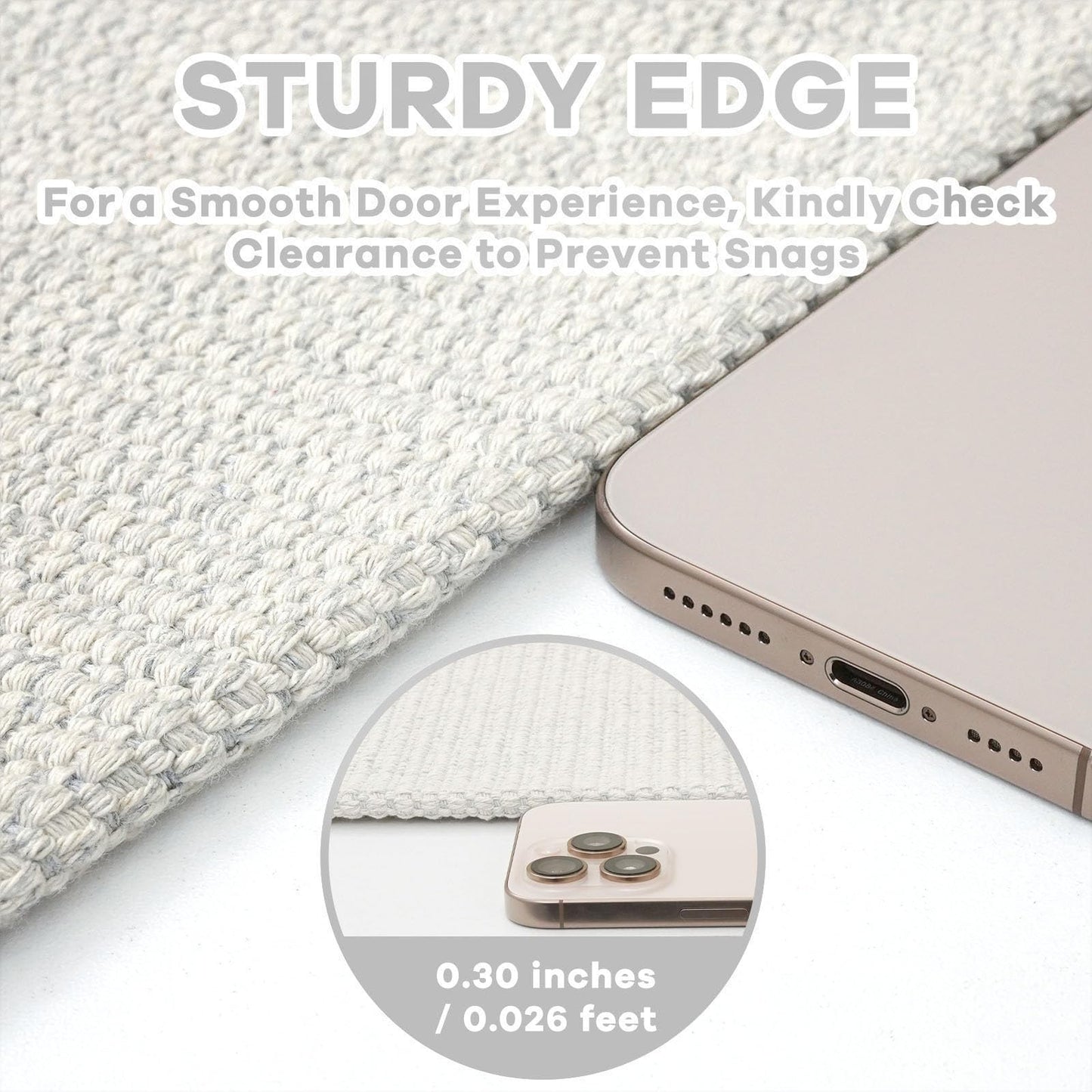 EARTHALL Woven Runner Rug 2x8 Ft Washable Runners for Hallways Cotton Rubber Backed Kitchen Runner Braided Indoor Floor Carpet Runners for Entryway, Hallway, Kitchen, Bedroom, Cream/Grayish