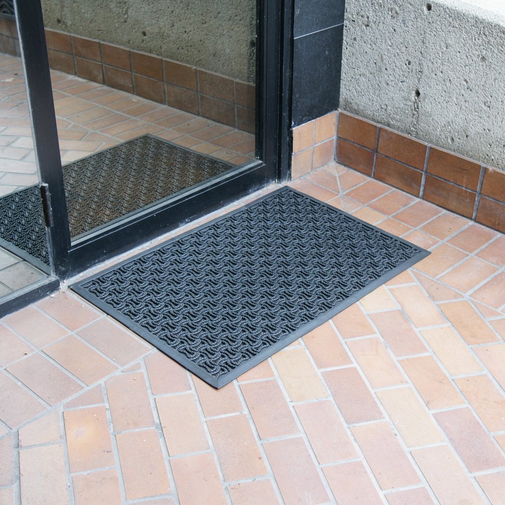 Rubber-Cal Dura-Scraper Drainage Commercial Door Mat - 3/8 in x 2 ft x 3 ft - Black Rubber Doormats