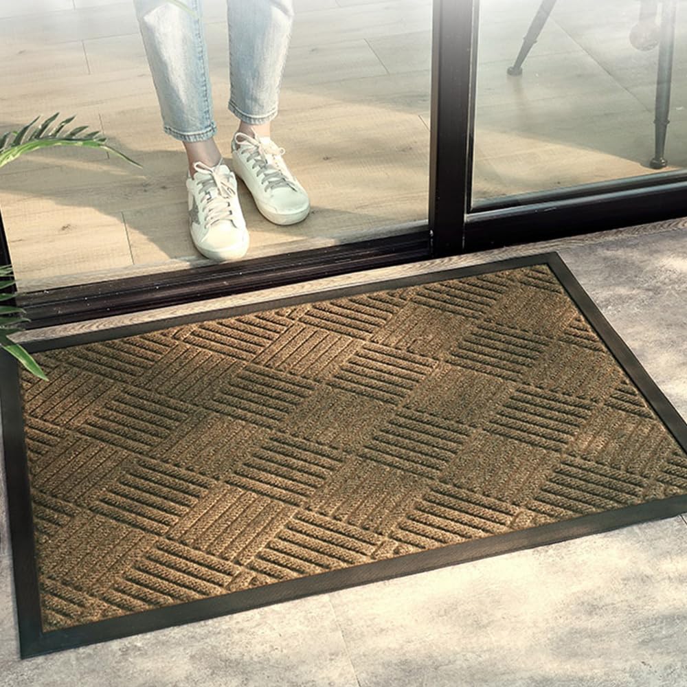 MATZEN Diamond Entrance Mats Indoor Outdoor, Front Door Mat Entryway Entrance Waterproof Outdoor Doormat, Heavy Duty Non Slip Durable Weatherproof Porch Deck Terrace Office Entrance Mat, 4x2, Blue