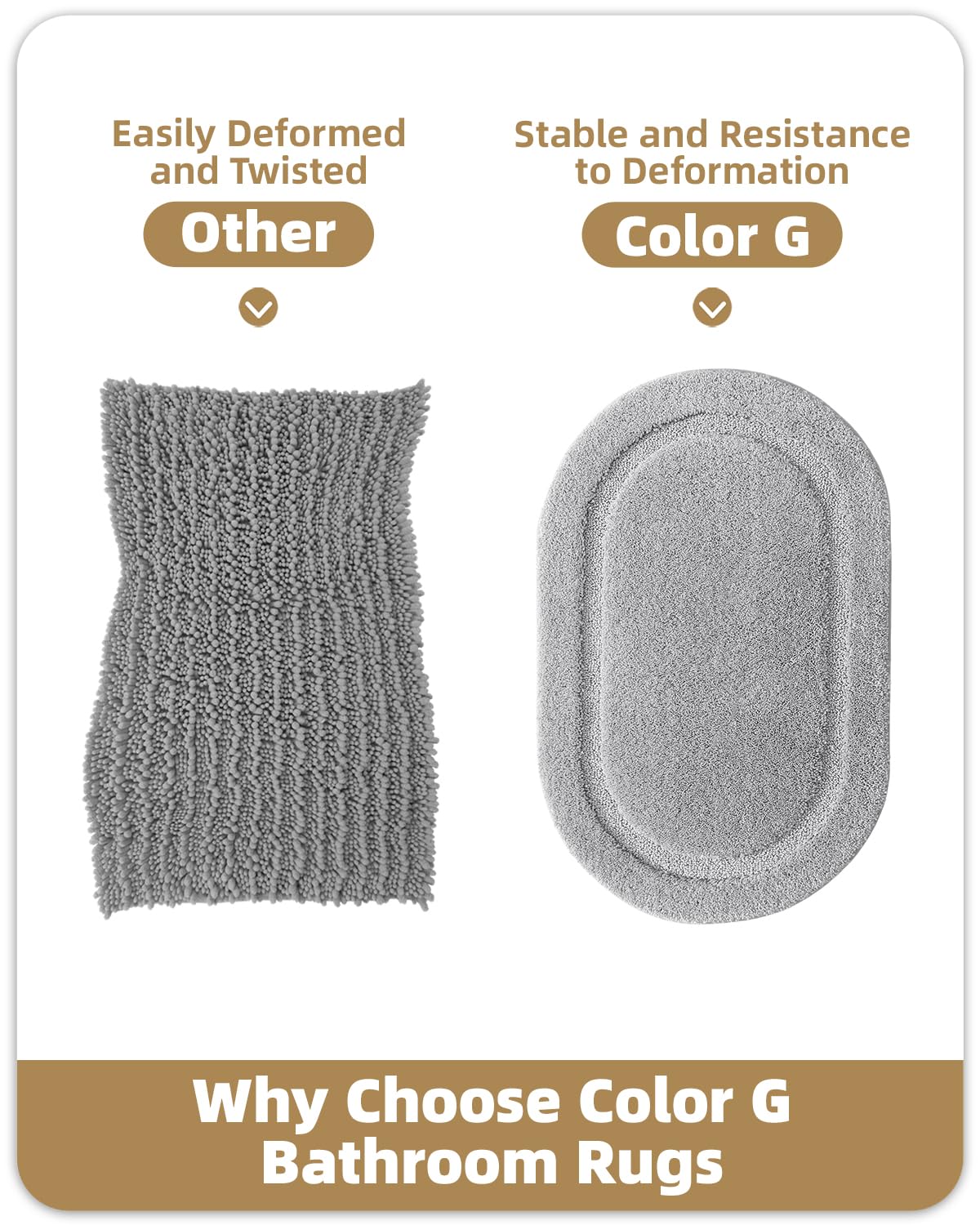 Color&Geometry Oval Grey Bathroom Rugs 43x24, Extra Soft Absorbent Microfiber Bath Rugs, Non-Slip Bathroom mat, Washable Plush Bath Mats for Bathroom, Shower, Bathtub, Laundry, Light Grey