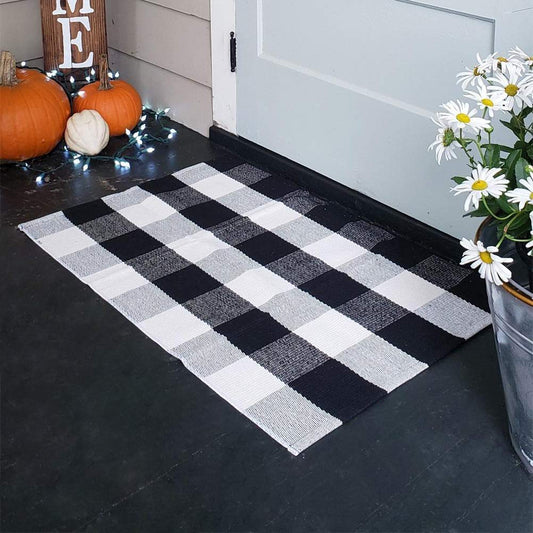 KaHouen Buffalo Check Rug,Buffalo Plaid Rugs 23.6''x35.4'', Check Plaid Area Rugs for Layered Door Mats/Kitchen/Bathroom/Laundry Room (Black and White Plaid Rug)