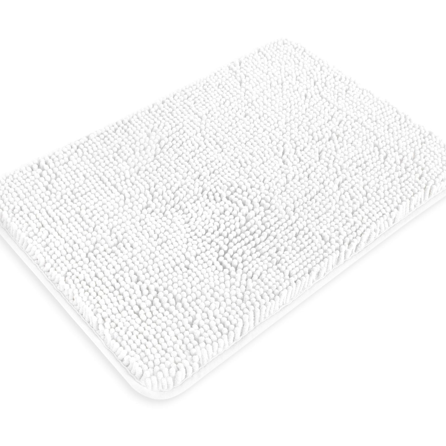 Yeaban White Bathroom Rugs 17"x24",Chenille Bath Mats,Absorbent and Washable Bath Rug Non-Slip, Extra Soft Rugs for Bathroom Floor,Tub,Shower and Sink