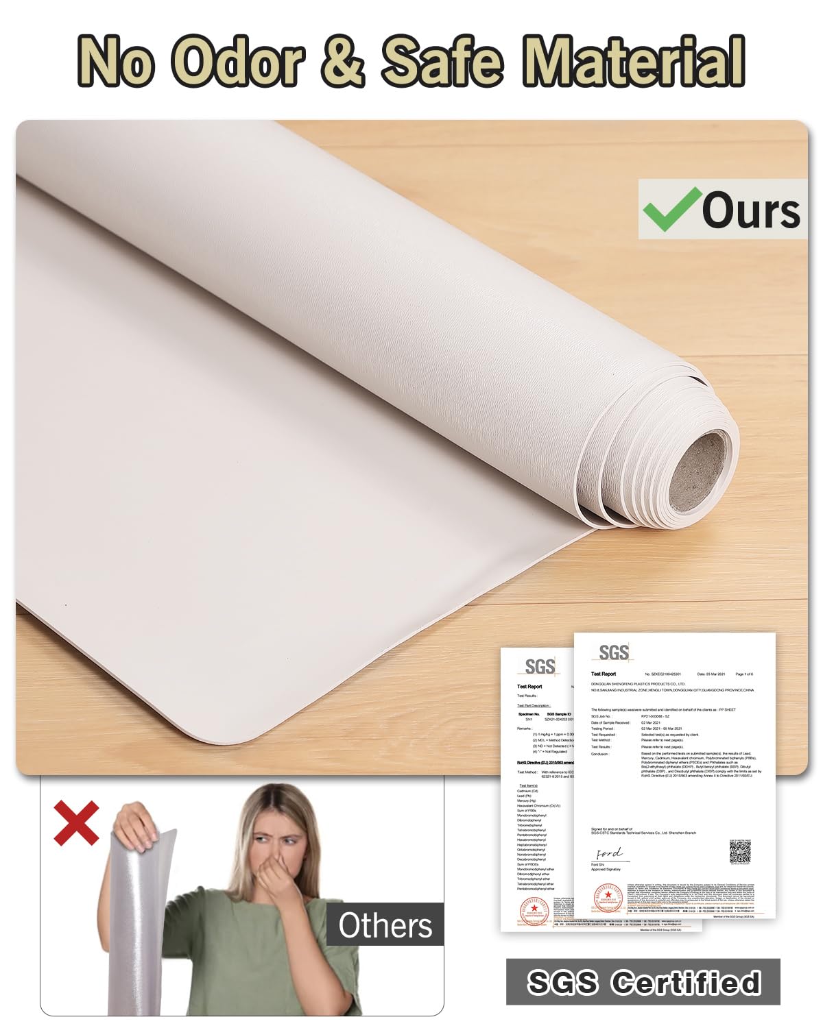 FURKIT Soft Vinyl Floor Mat for Bedroom, 4'×6' Beige Waterproof Plastic Area Rug for Kitchen, Non-Slip Multi-Pupose Floor Cover Protector for Painting, Pet Accident, Splat Mat for Baby Spill