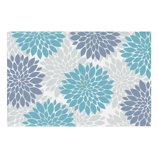 Cryomitron Teal Daisy Floral Area Rug 2x3 Blue and Grey Floral Summer Decorative Front Door Mat Rustic Flower Non-Slip Low Pile Doormat Washable Entryway Rug for Bathroom Living Room Bedroom