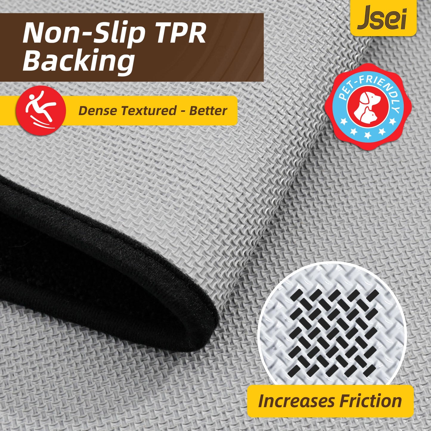 JSEI Door Mat, Low Profile Front Entryway Rugs for Wet Shoes and Dirty Pet Paws, Absorbent Dirt Trapper Doormat, Non Slip TPR Backing, Machine Washable Entryway Mat, Black, 20" x 32"