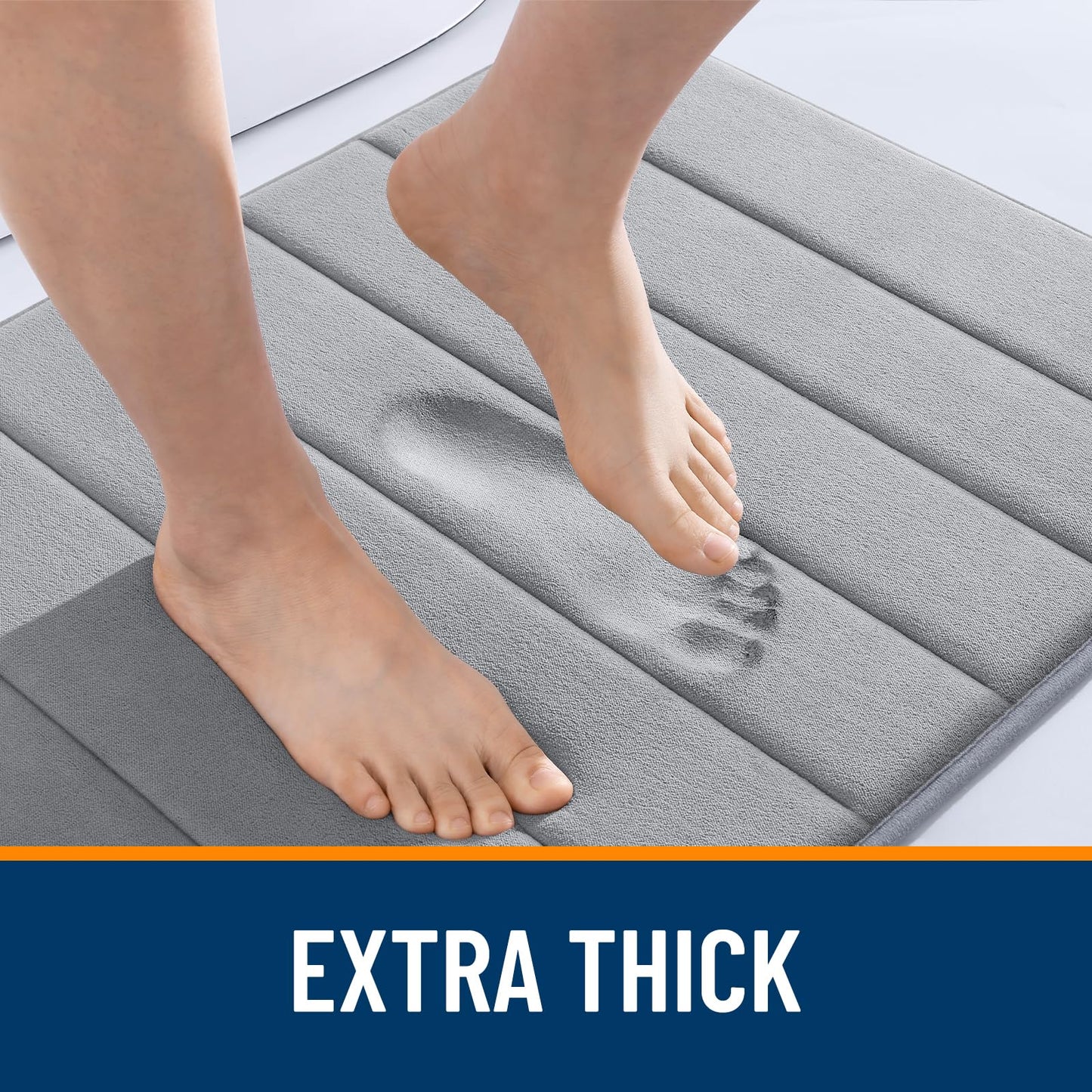 OLANLY Memory Foam Toilet Rugs U Shaped 24x20, Super Soft Absorbent Contour Bath Rugs, Quick Dry, Machine Washable Toilet Mat, Bathmat Floor Carpet, Bathroom Home Decor Accessories, Grey
