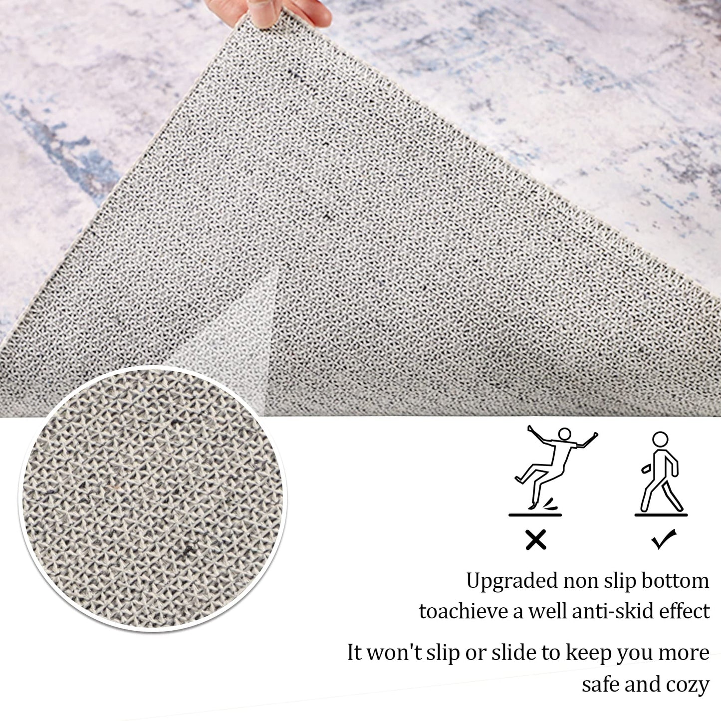 famibay 2x6ft Hallway Runner Rug with Rubber Backing Modern Abstract Washable Rug Runner Soft Fluffy Low Pile Floor Runners Non Skid Floor Carpet Runners for Hallways Entryway Bathroom Kitchen