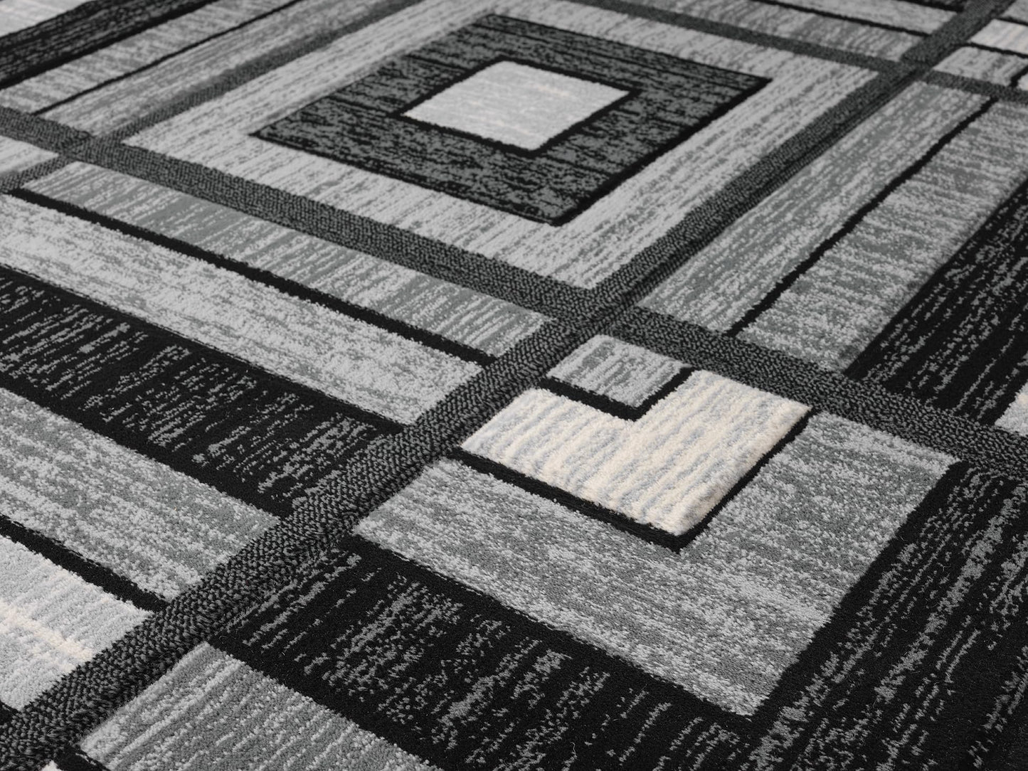 HADBA Modern 5x7 Grey Geometry Living Room Rug - Area Rugs for Living Room Dining & Bedroom - Hand Carved Runner Carpet - Durable Polyester - Non-Fade Stain-Resistant - Turkish Made