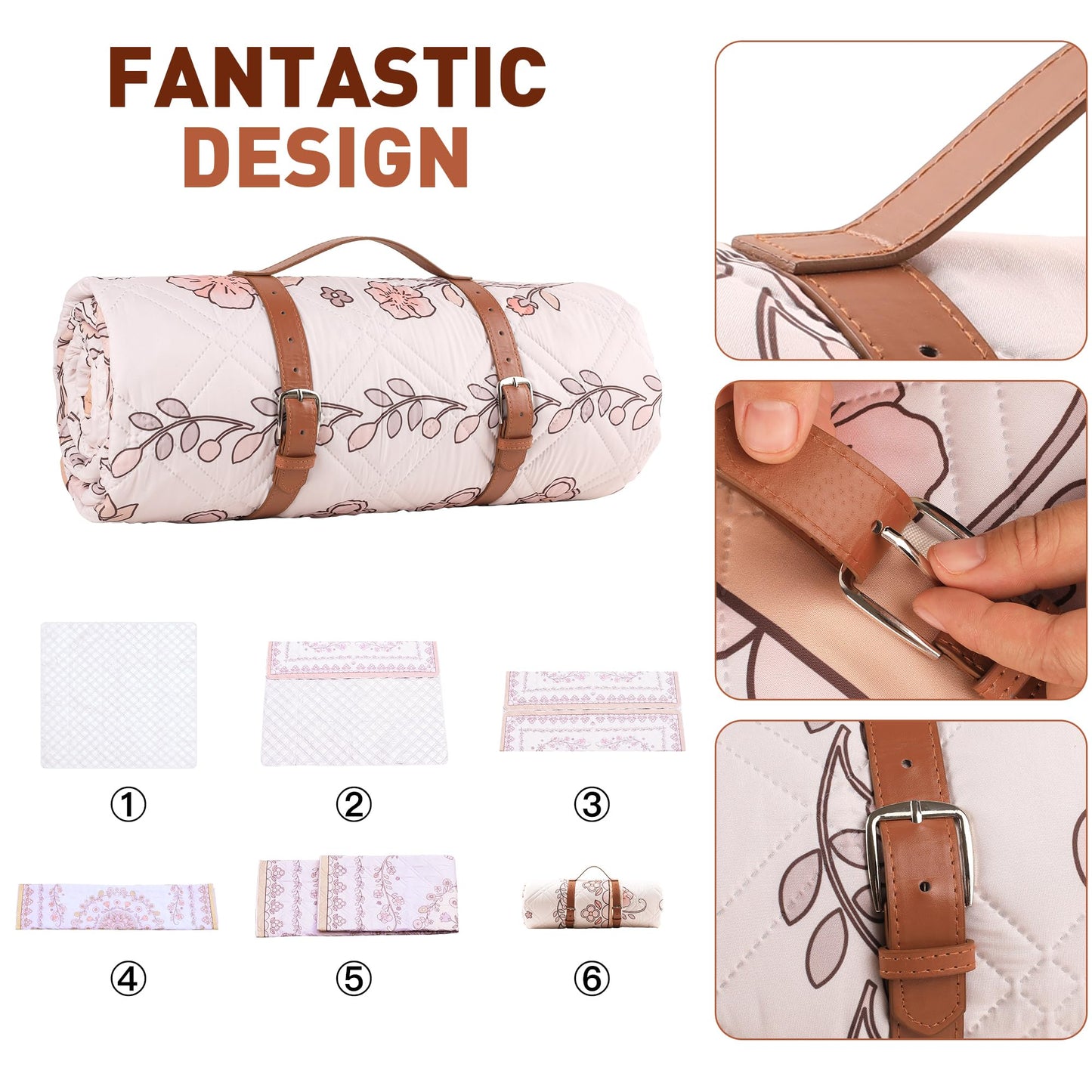 aoole Boho Picnic Mat, 79" x 79" Extra Large Outdoor Picnic Blanket, Washable Foldable Portable Blanket for Beach/Camping/Concerts