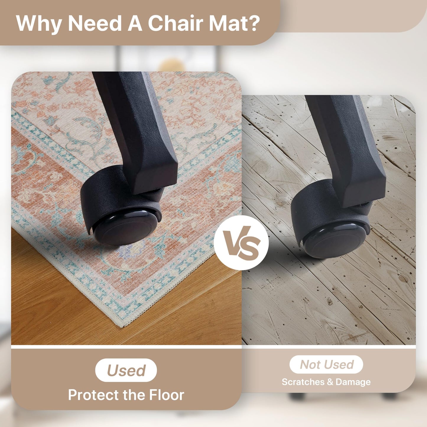 36"x48" Office Chair Mat for Hardwood Tile Floor, Under Desk Carpet Protector for Rolling Computer Chair Mat, Machine Washable Area Rug, Anti-Slip 1/5" Thick Low Pile Thin Vinyl Floor Mat, Pink