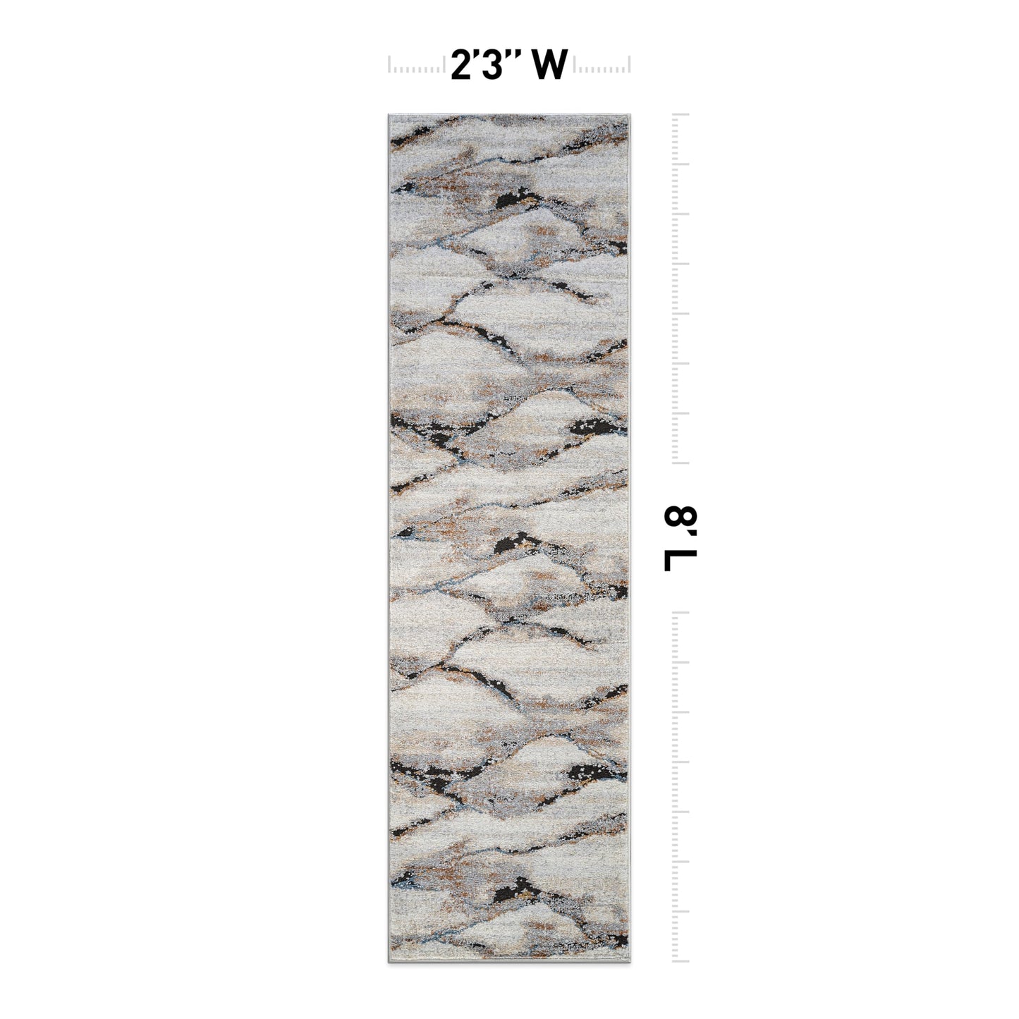 Rugshop Contemporary Gray Striated Area Rug Durable, Kid & Pet Friendly 2' 3" x 8' Runner Ideal for Hallway, Kitchen, Entryway, or Behind The Sofa