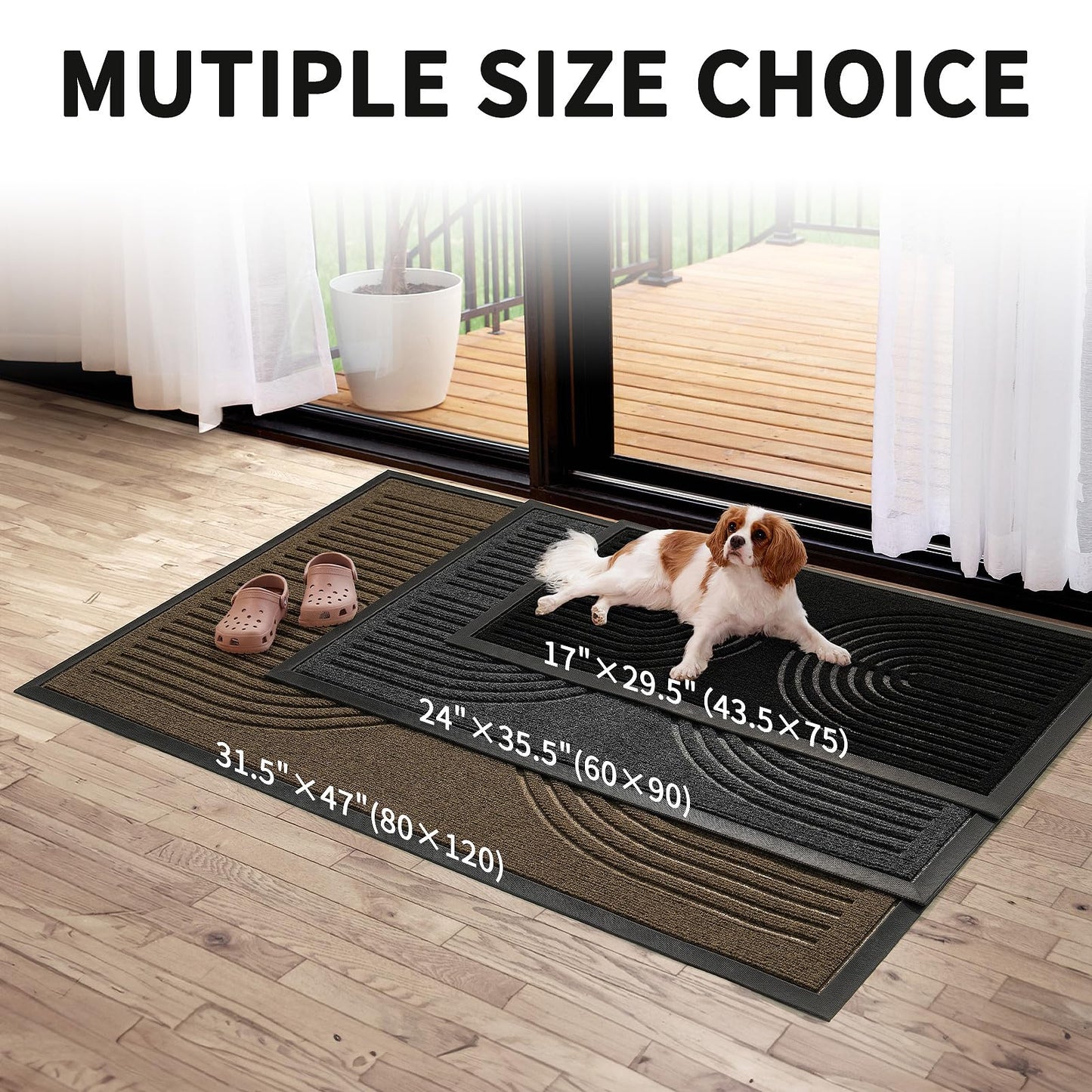 RORA Front Door Mat, Heavy Duty Door Rugs Outside Entrance,Non Slip Welcome Mats Indoor, Natural Rubber Doormat for Entryway, Patio, Garage, Porch, 29.5"x17", Brown