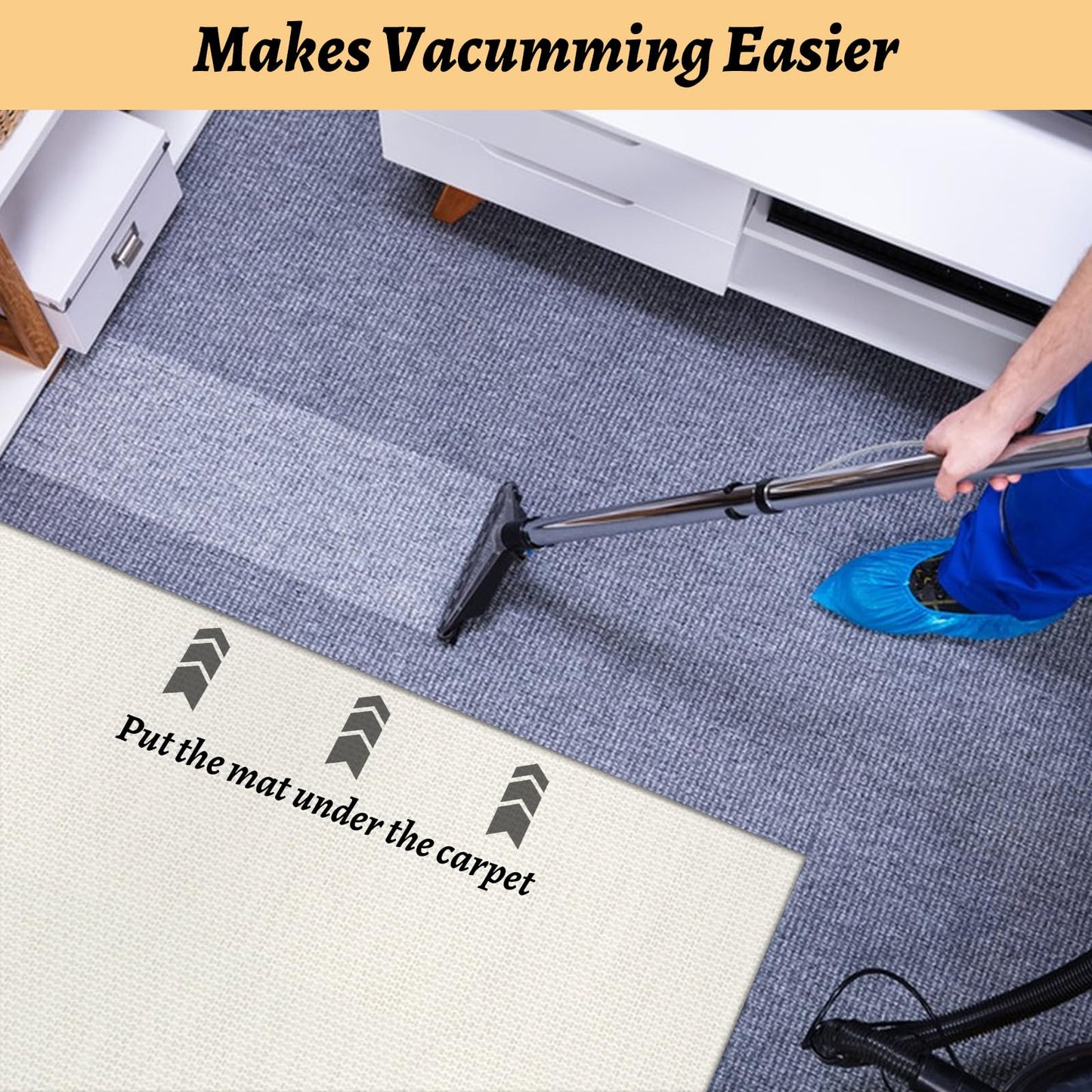 LOPYXBR 8 x10 Ft Non Slip Rug Pad Gripper for Hardwood Floors White Carpet Padding 8x10 Rug Pad Non Slip for Hardwood Rug Mats for Under Rugs 8x10 Anti Slip Rug Padding, Provide Protection and Cushion