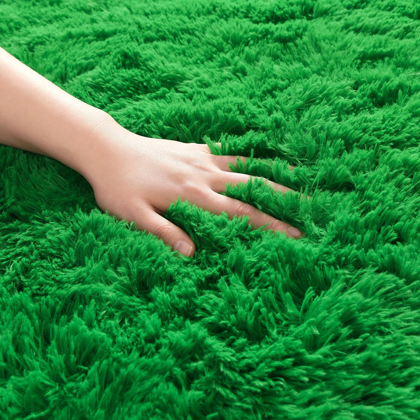 AROGAN Luxury Soft Shaggy Carpet, 3x5 Feet Green Fluffy Bedroom Rug for Living Room, Kids Girls Playroom Teen Room Nursery Decor