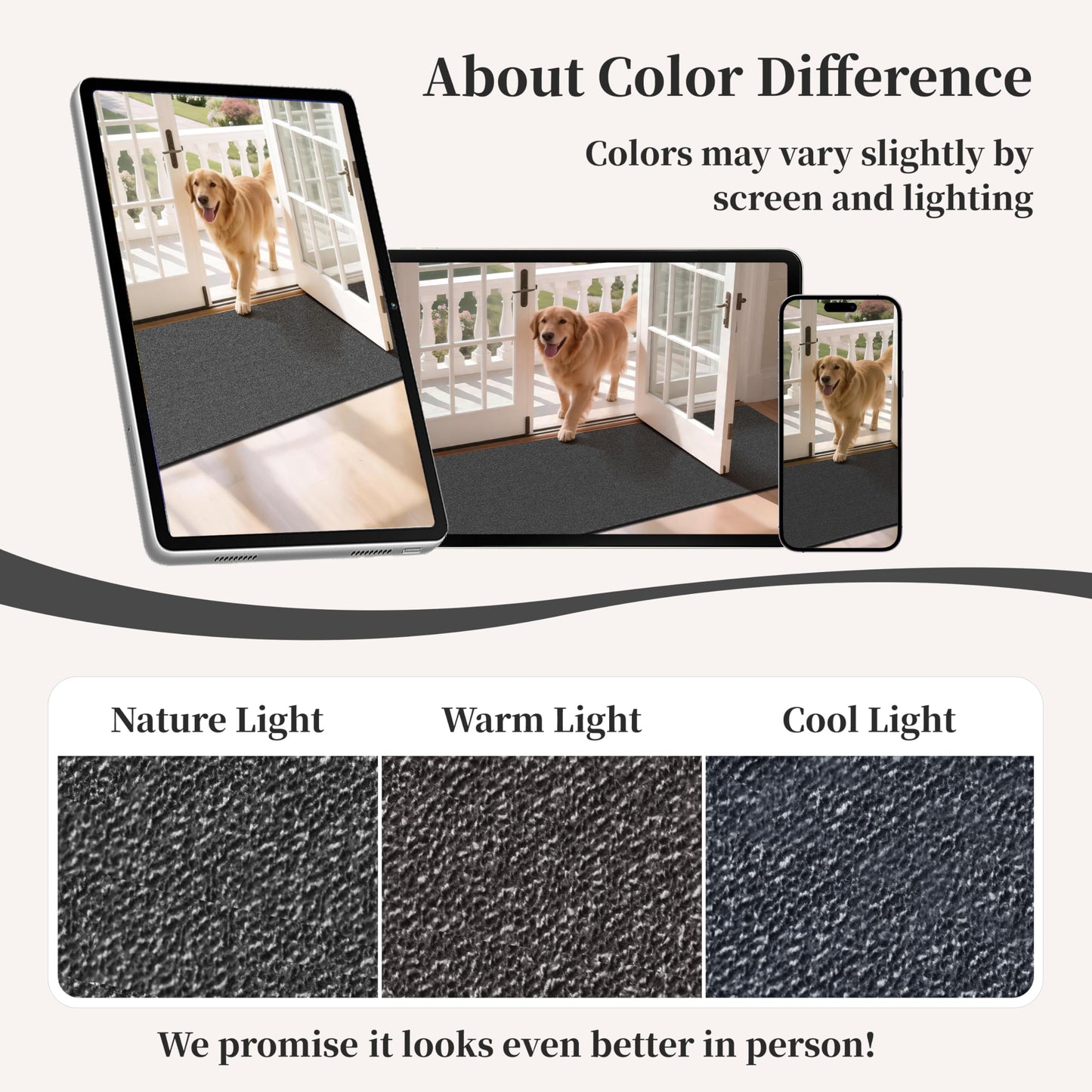 TTelephant Waterproof 2x6 Runner Rug Non Slip - Floor Runners for Dogs,Washable & Joint-Friendly Dense Loop Pile Carpet Runners for Hallway, Kitchen, Indoor Entryway, Laundry, Black/Gray