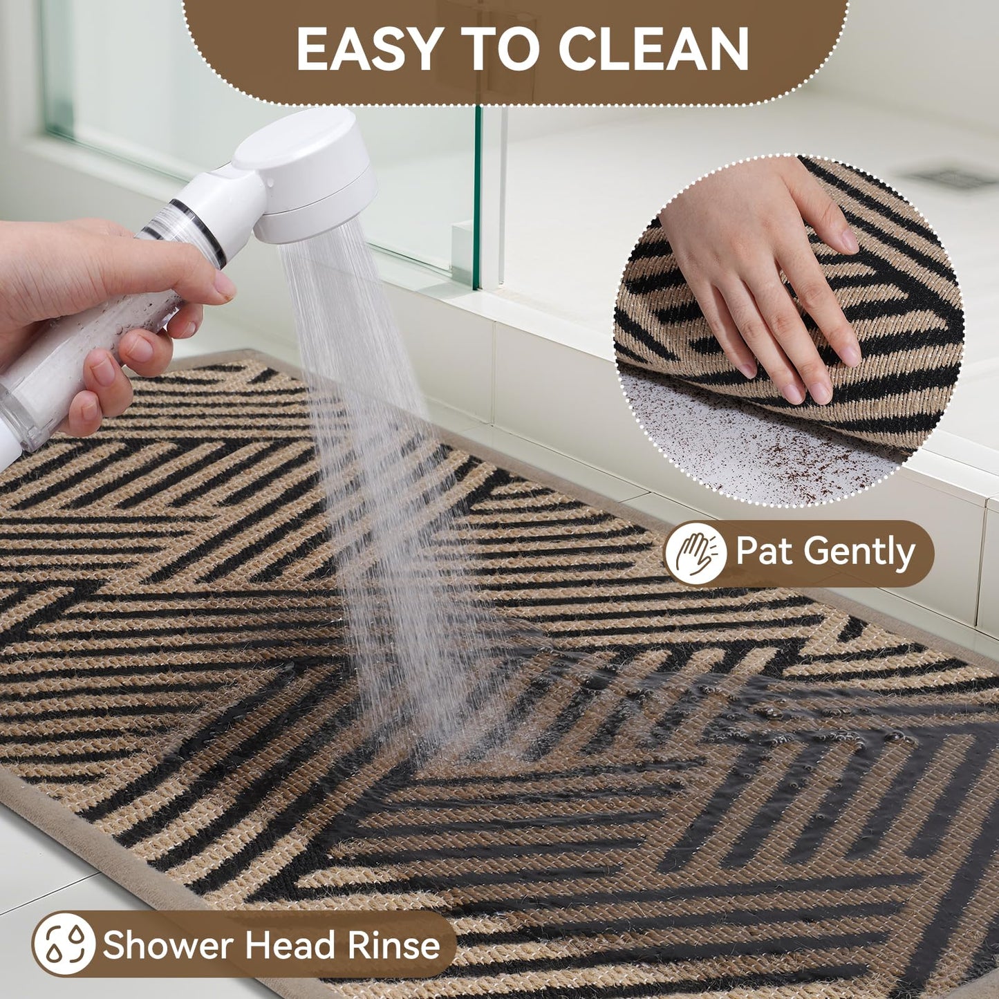 QiCaiJia Door Mat Indoor Outside Entrance 36"x59", Low-Profile Non Slip Outdoor Inside Doormat Entryway Mat, Dirt Resistant Absorbent Front Porch Welcome Entry Mats, Washable Easy Clean, Brown