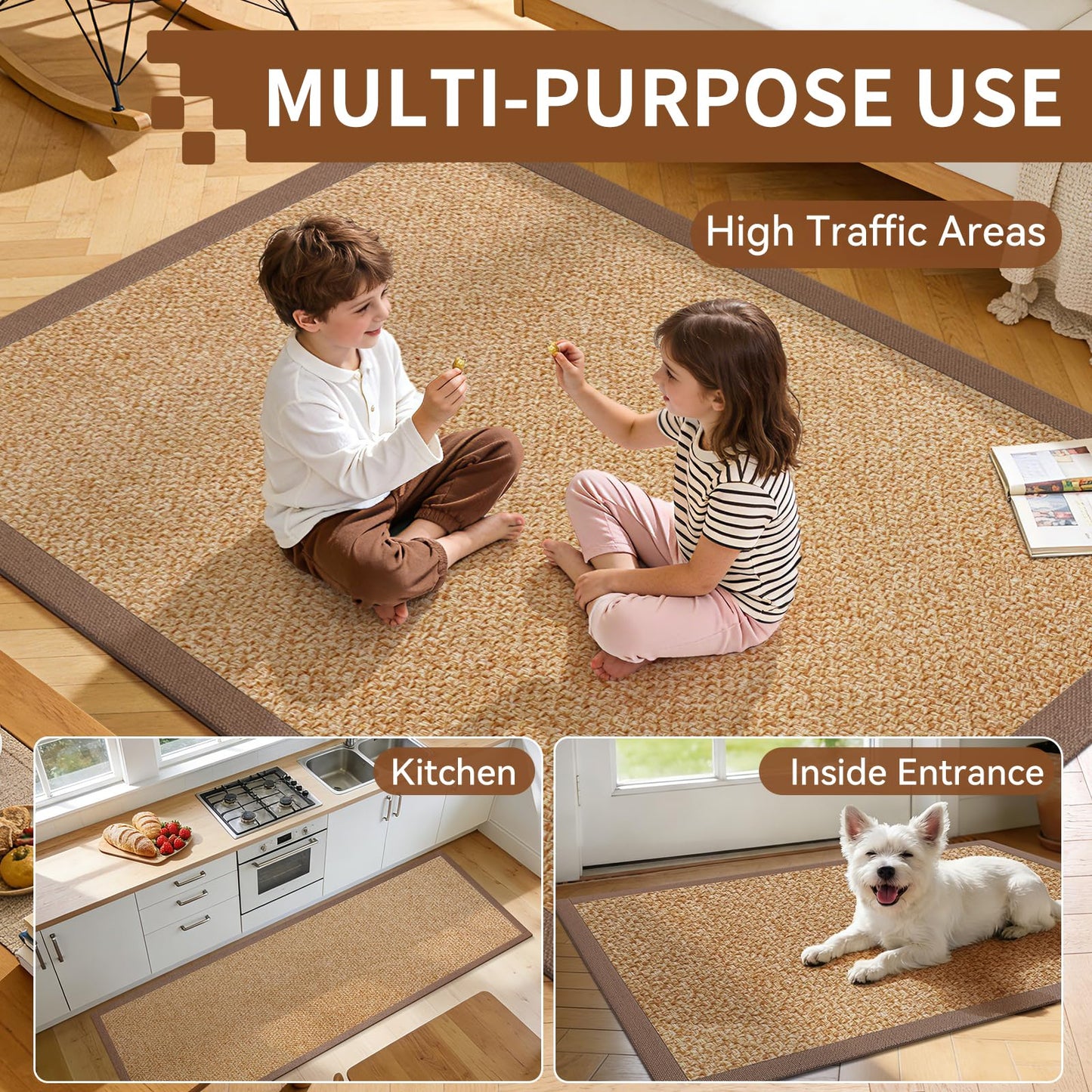 YDKGL 3x5 ft Entryway Area Rug Hallway Kitchen Runner Rug Floor Mat Brown