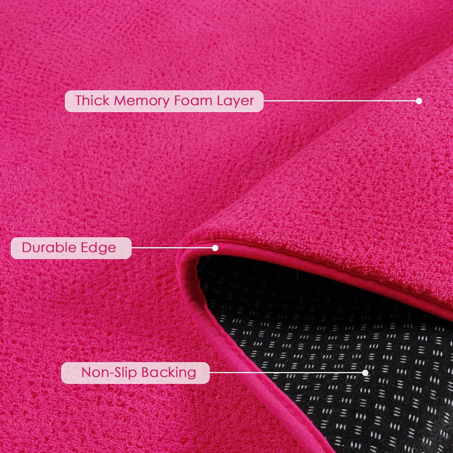 Quntue Area Rugs for Living Room Bedroom, 5x8 Feet Hot Pink Memory Foam Rug, Super Soft Thickened Modern Indoor Dorm Carpets, Upgrade Non-Slip Washable Bedside Rug for Boys Girls Nursery Home Decor