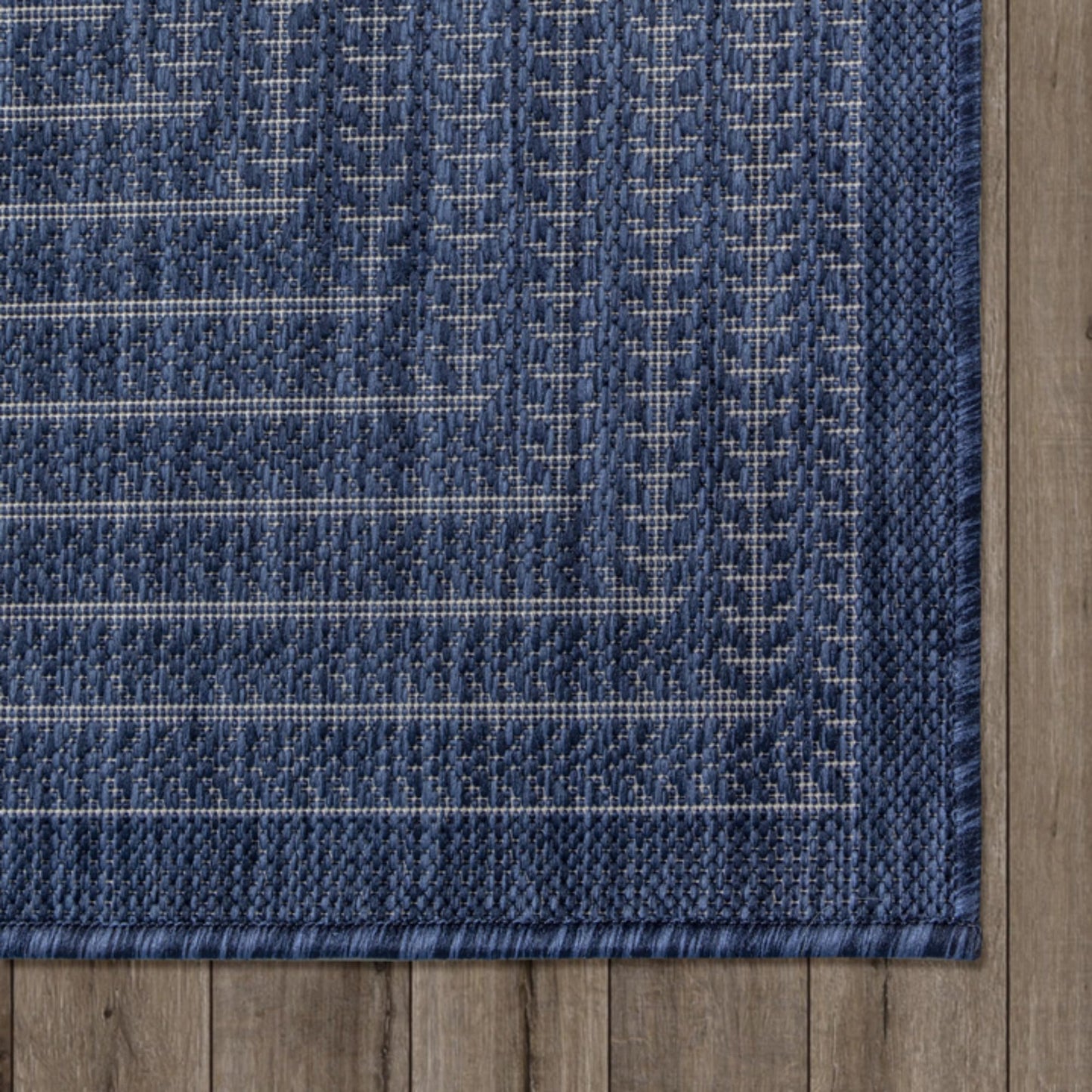 Adiva Rugs Outdoor Indoor Area Rug, Weather Resistant, Easy to Clean, Stain Resistant Floor Mat for Dining Room, Backyard, Deck, Patio (Navy Weiss, 5' x 7')