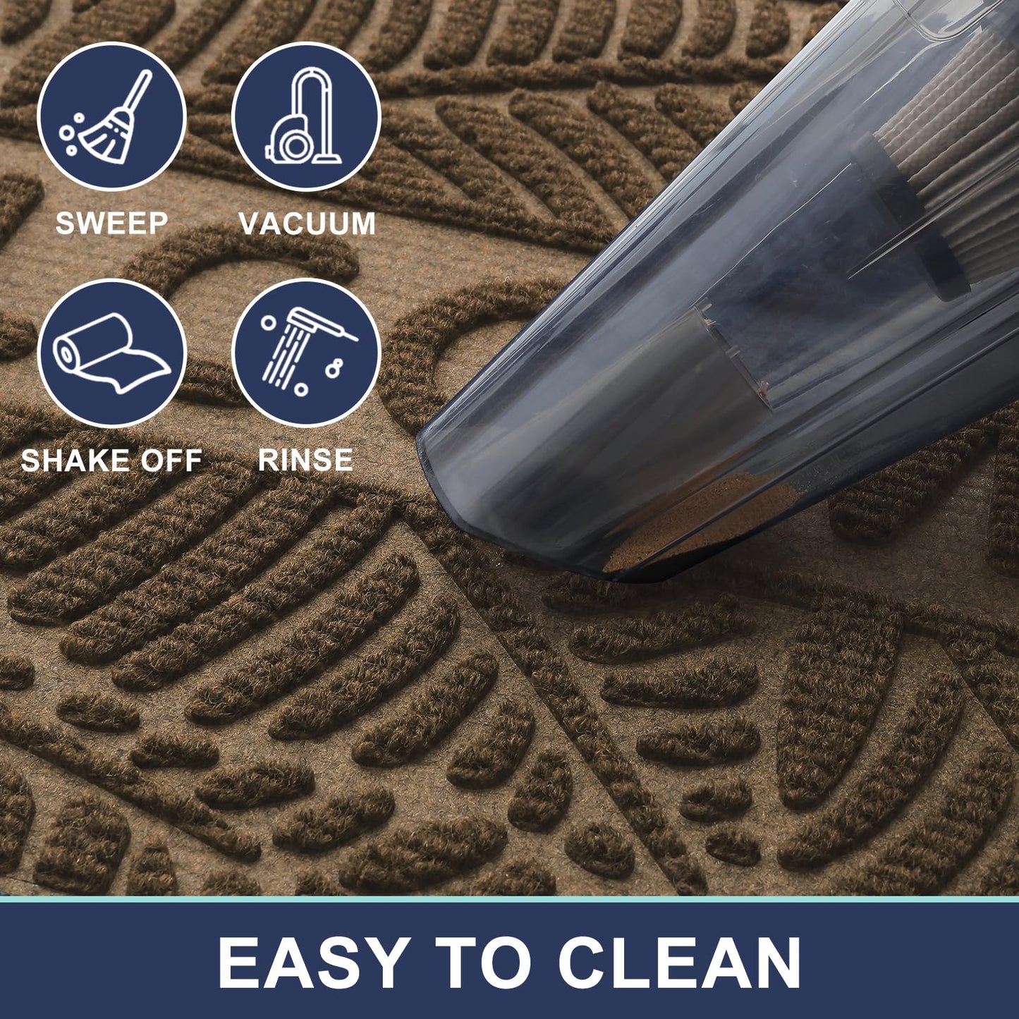 Smiry Welcome Mat Indoor Outdoor, All-Season Waterproof Front Door Mat, Sturdy Natural Rubber Doormat, Non-Slip, Easy Clean, Low Profile Dirt Trapper for Porch Patio Entrance, 29.5x17, Brown
