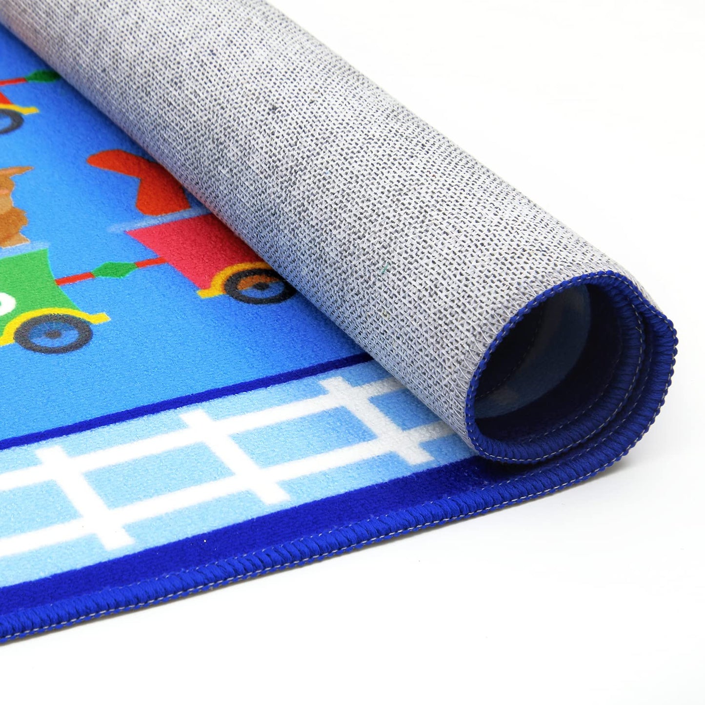 HiiARug Kids Carpet Playmat Rug ABC Alphabet, Numbers, Train and Road Themed Playing Educational Classroom Rug Fun Game Play Area Rug for Kids Bedroom, Toddler Classroom and Baby Playroom Decor