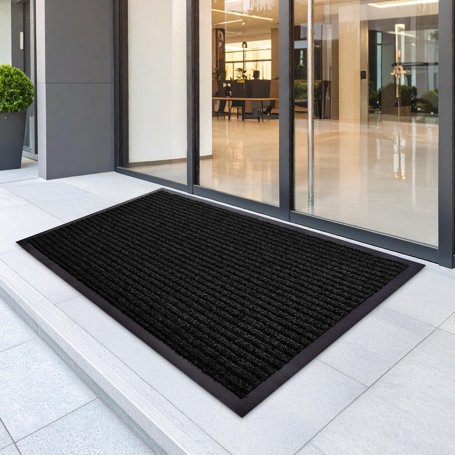 Commercial Door Mat 4'x6' Black, Heavy Duty Industrial Floor Mat for High Traffic Areas, Nonslip Rubber Backing, Large Door Mat for Indoor Entrance or Business Entryway.