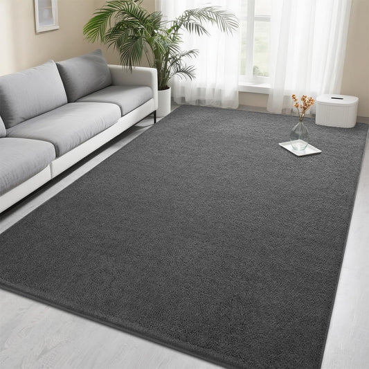 Foxmas Modern Area Rugs for Living Room Bedroom, 4x6 ft Dark Grey Soft Memory Foam Rug, Washable Aesthetic Minimalist Non-Slip Indoor Carpet for Kids Boys Girls Dorm Home Decor