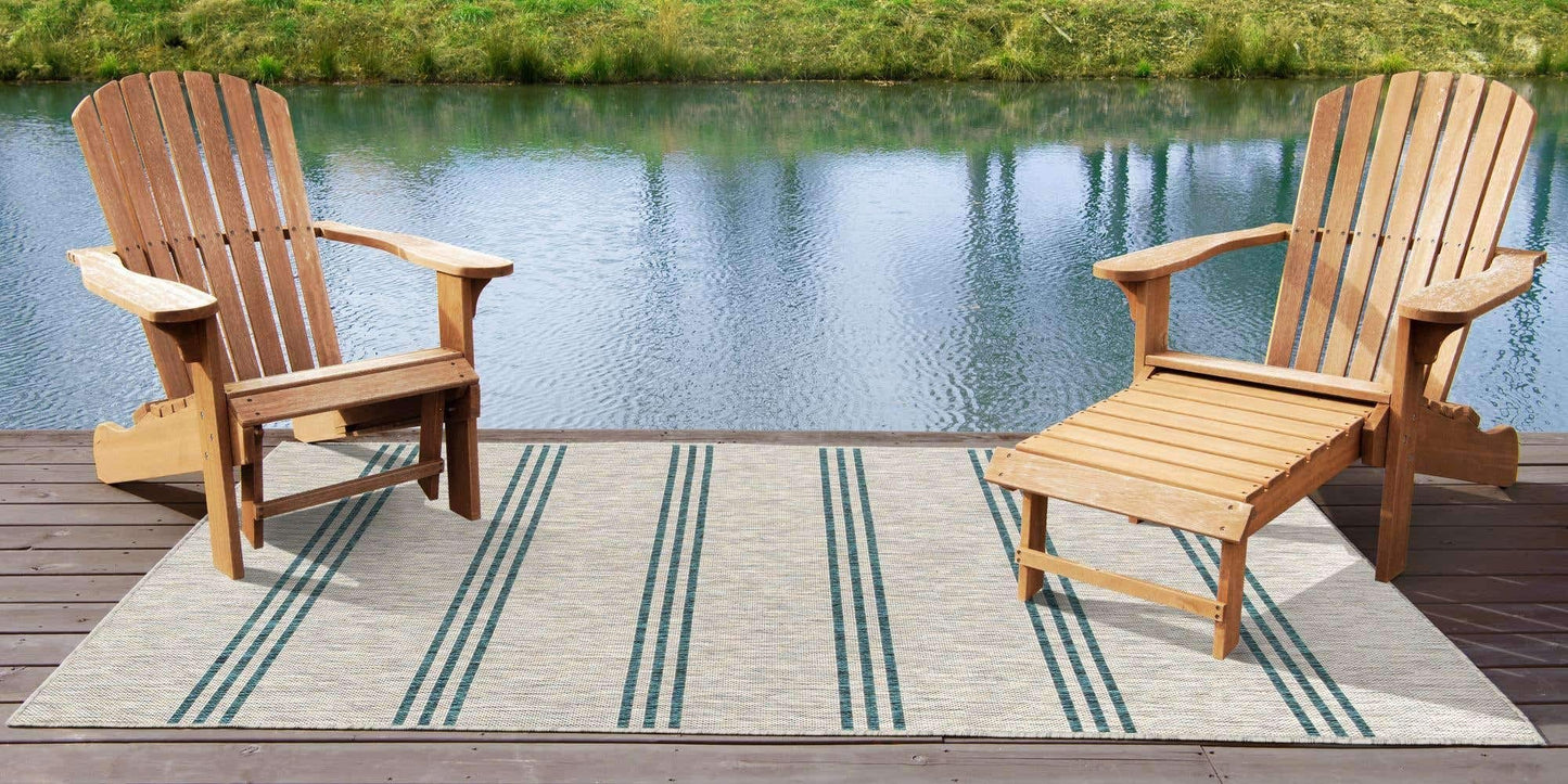 Unique Loom Outdoor Collection Area Rug - Anguilla (4' x 6' Rectangle, Light Gray/ Teal)