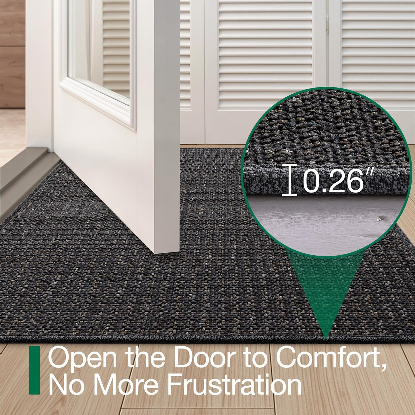 LUMI Thin Indoor Door Mat 24''x36'', Traps Dirt and Moisture, Non-Slip Rubber Backing Mats, Modern Inside Doormat for Home Entrance, Entryway, Patio & Porch, Dark Gray